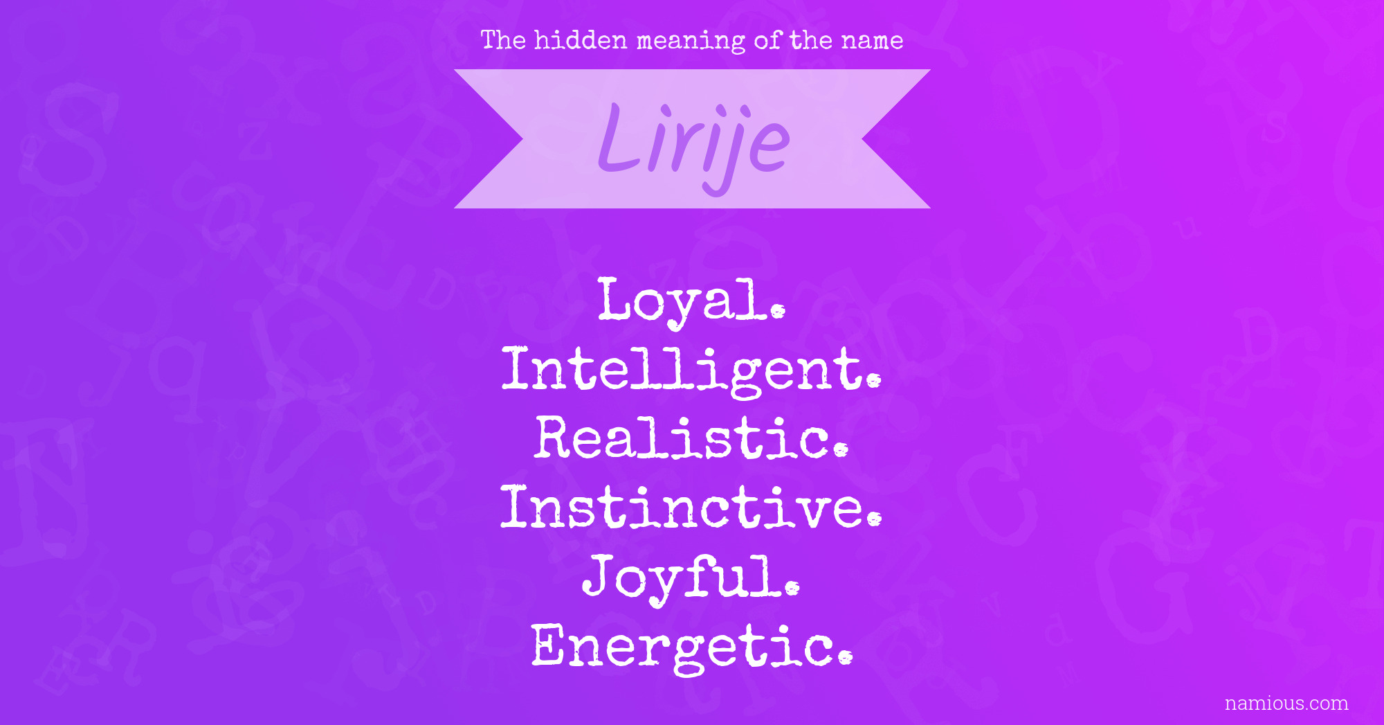 The hidden meaning of the name Lirije