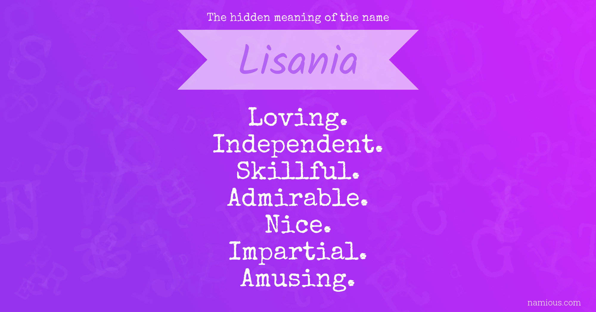 The hidden meaning of the name Lisania