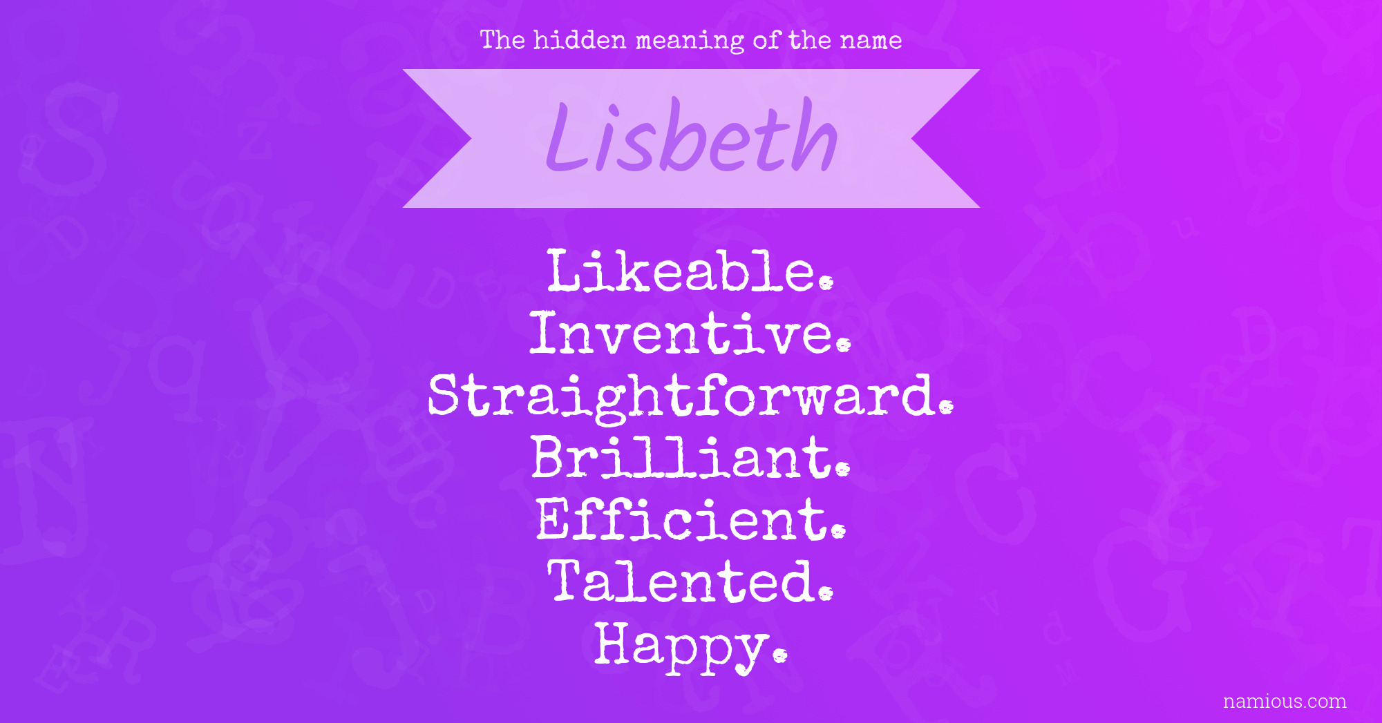 The hidden meaning of the name Lisbeth