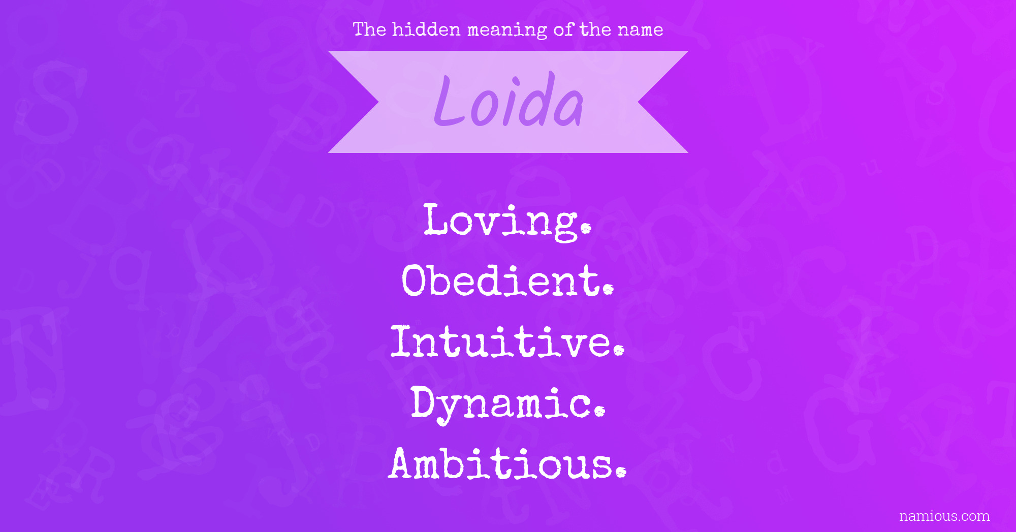 The hidden meaning of the name Loida