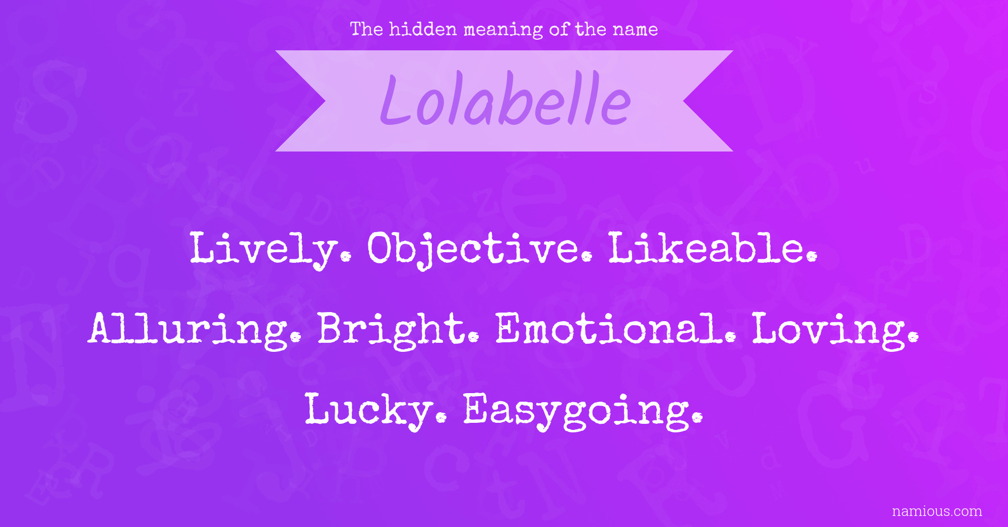 The hidden meaning of the name Lolabelle