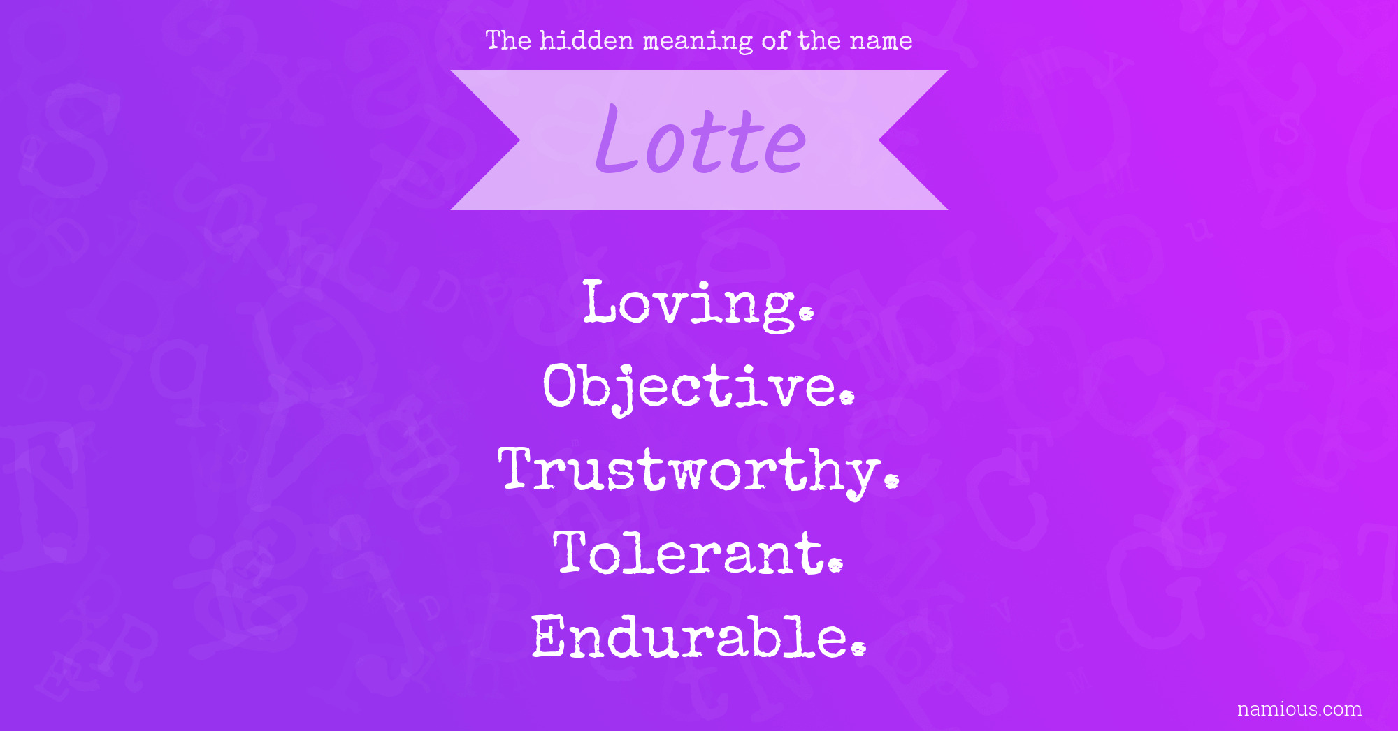 The hidden meaning of the name Lotte