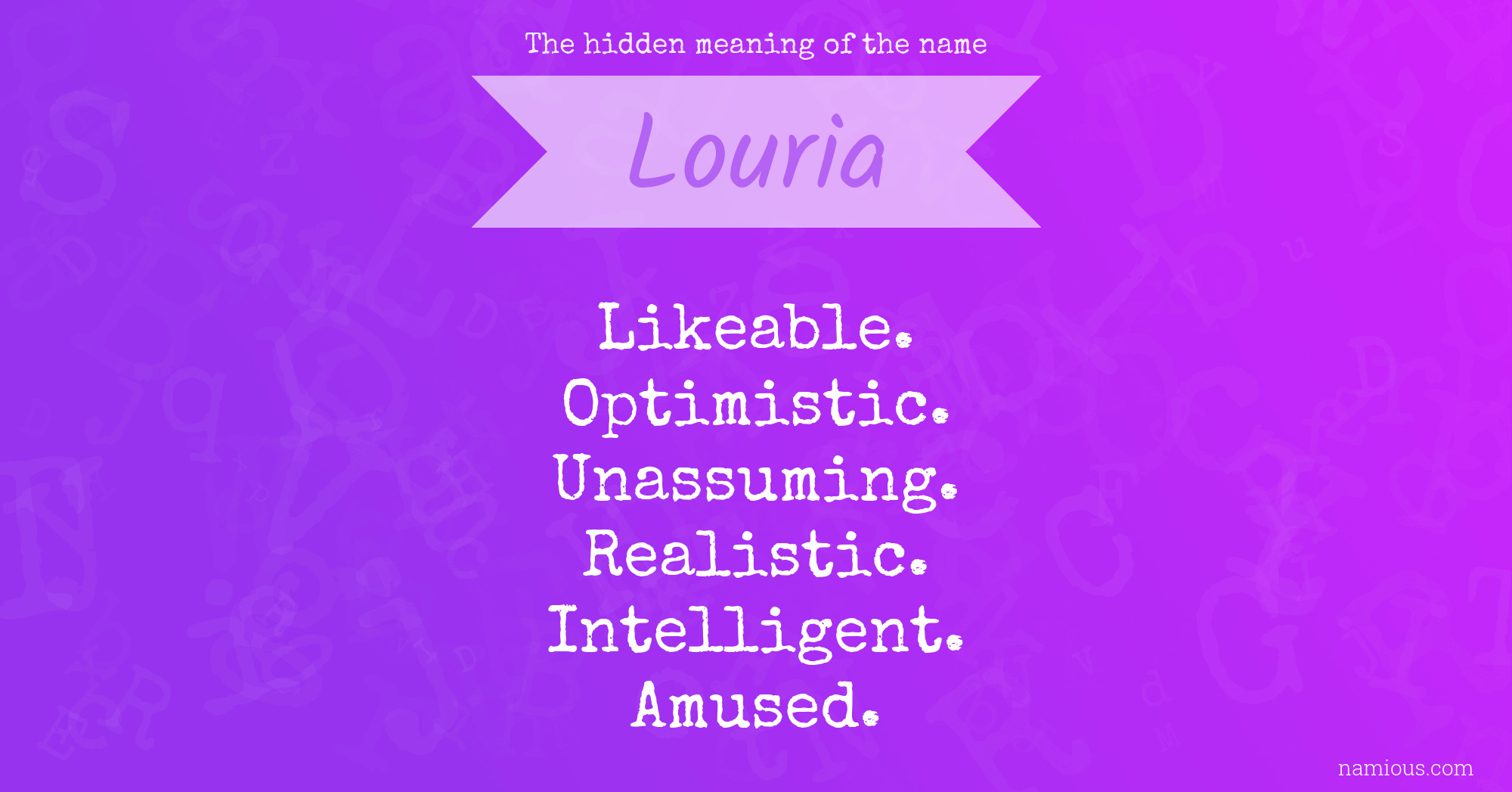 The hidden meaning of the name Louria