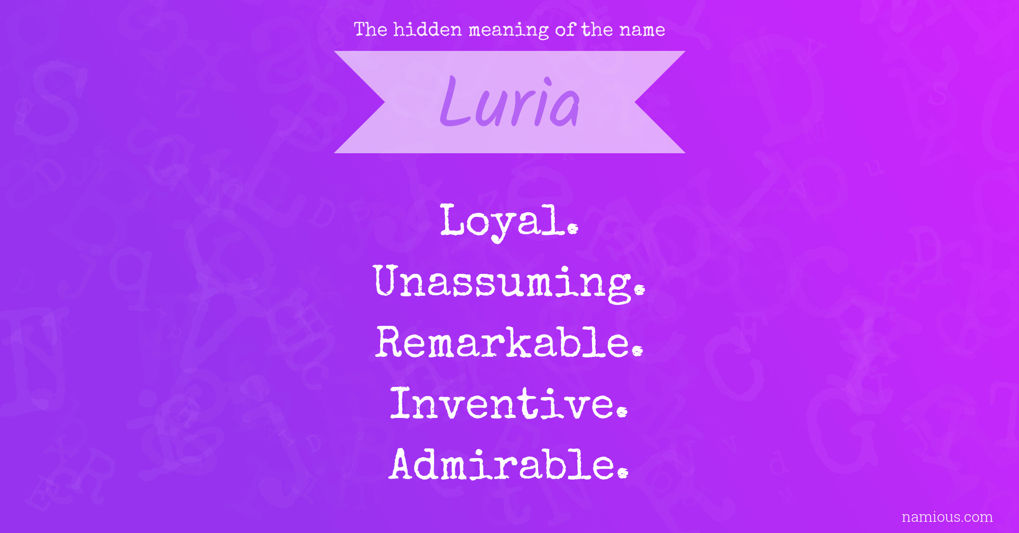 The hidden meaning of the name Luria