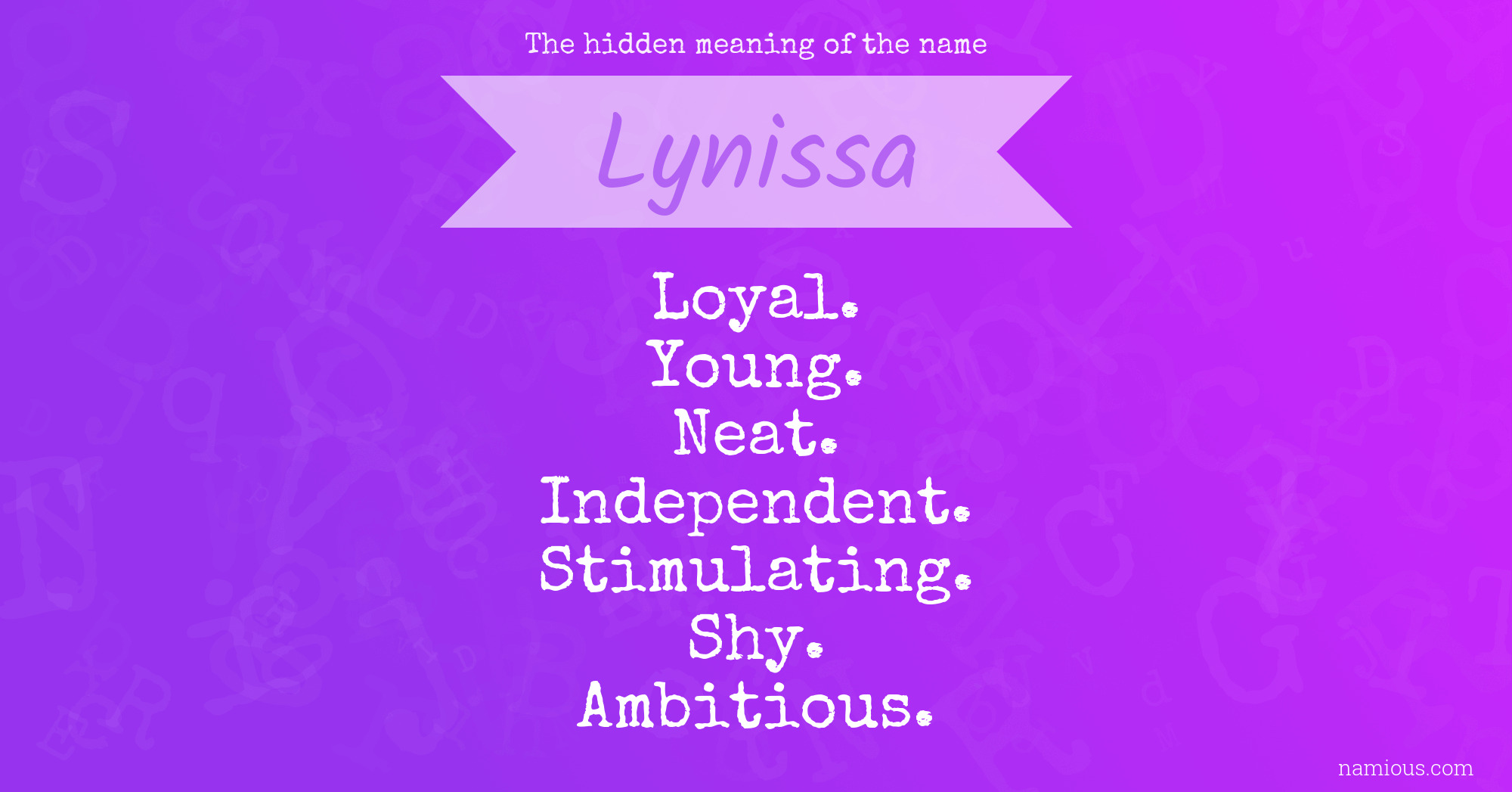 The hidden meaning of the name Lynissa