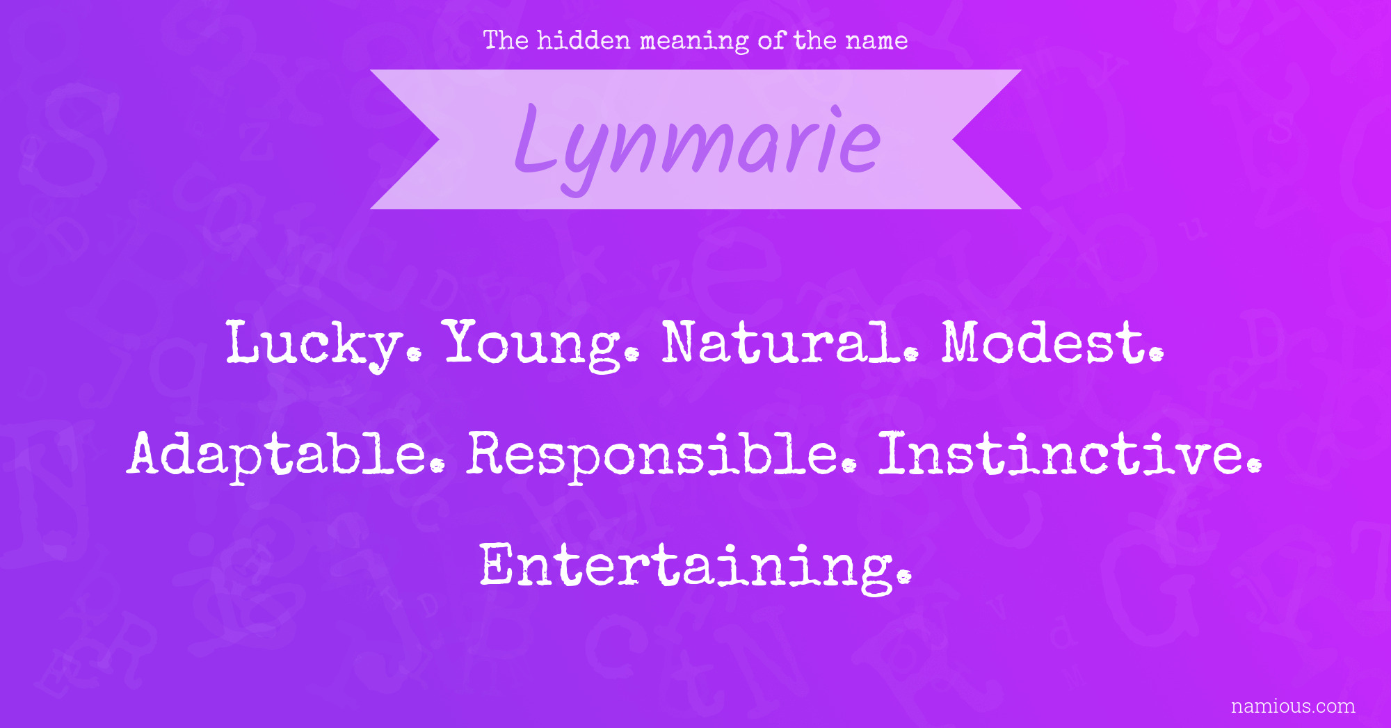 The hidden meaning of the name Lynmarie