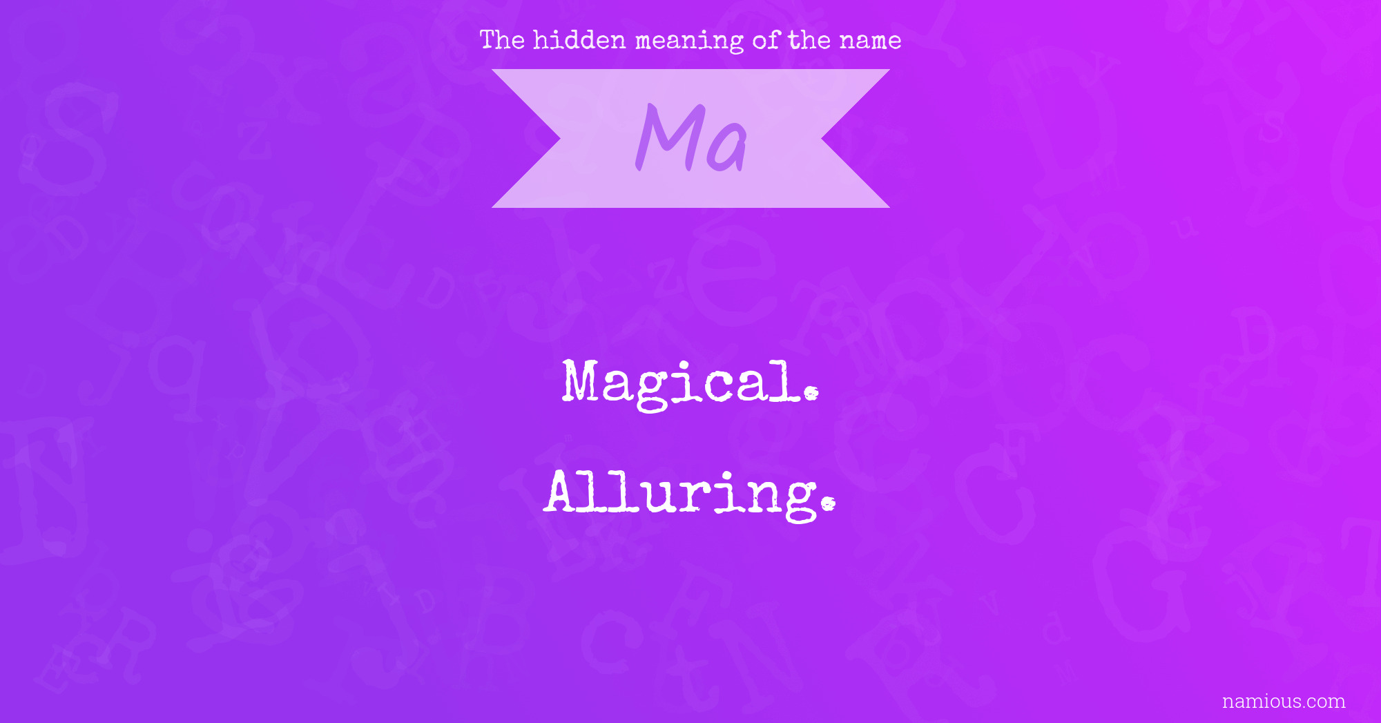 The hidden meaning of the name Ma