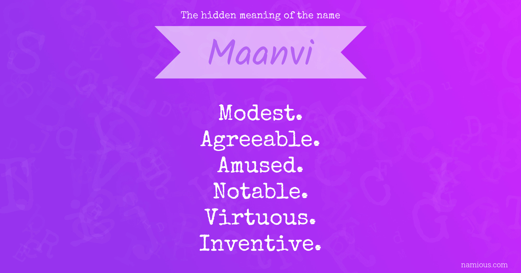 The hidden meaning of the name Maanvi