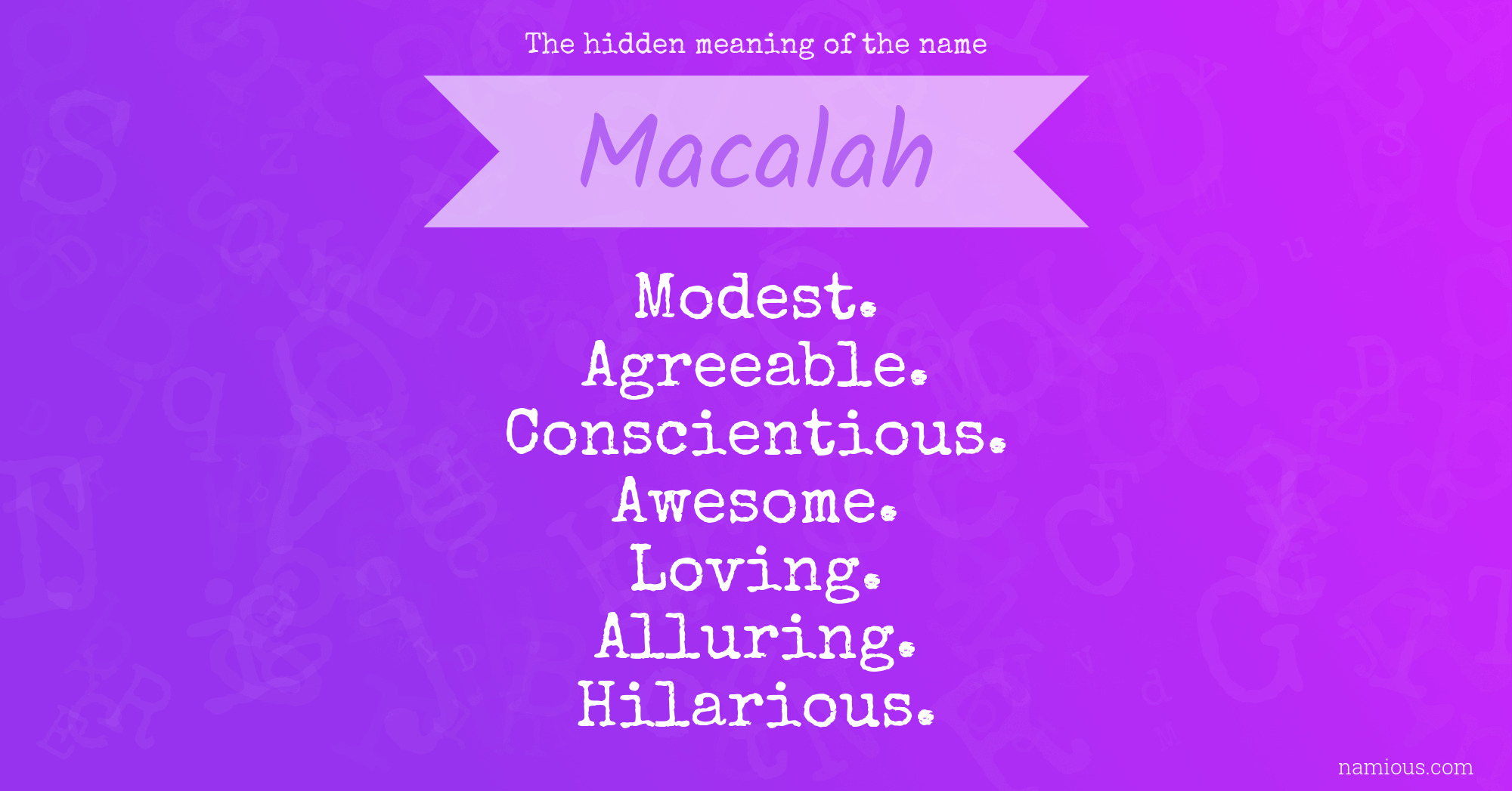 The hidden meaning of the name Macalah