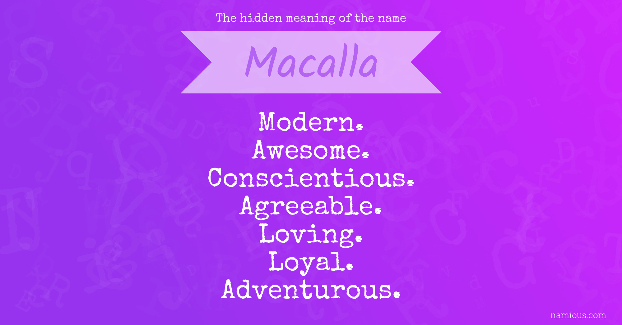 The hidden meaning of the name Macalla