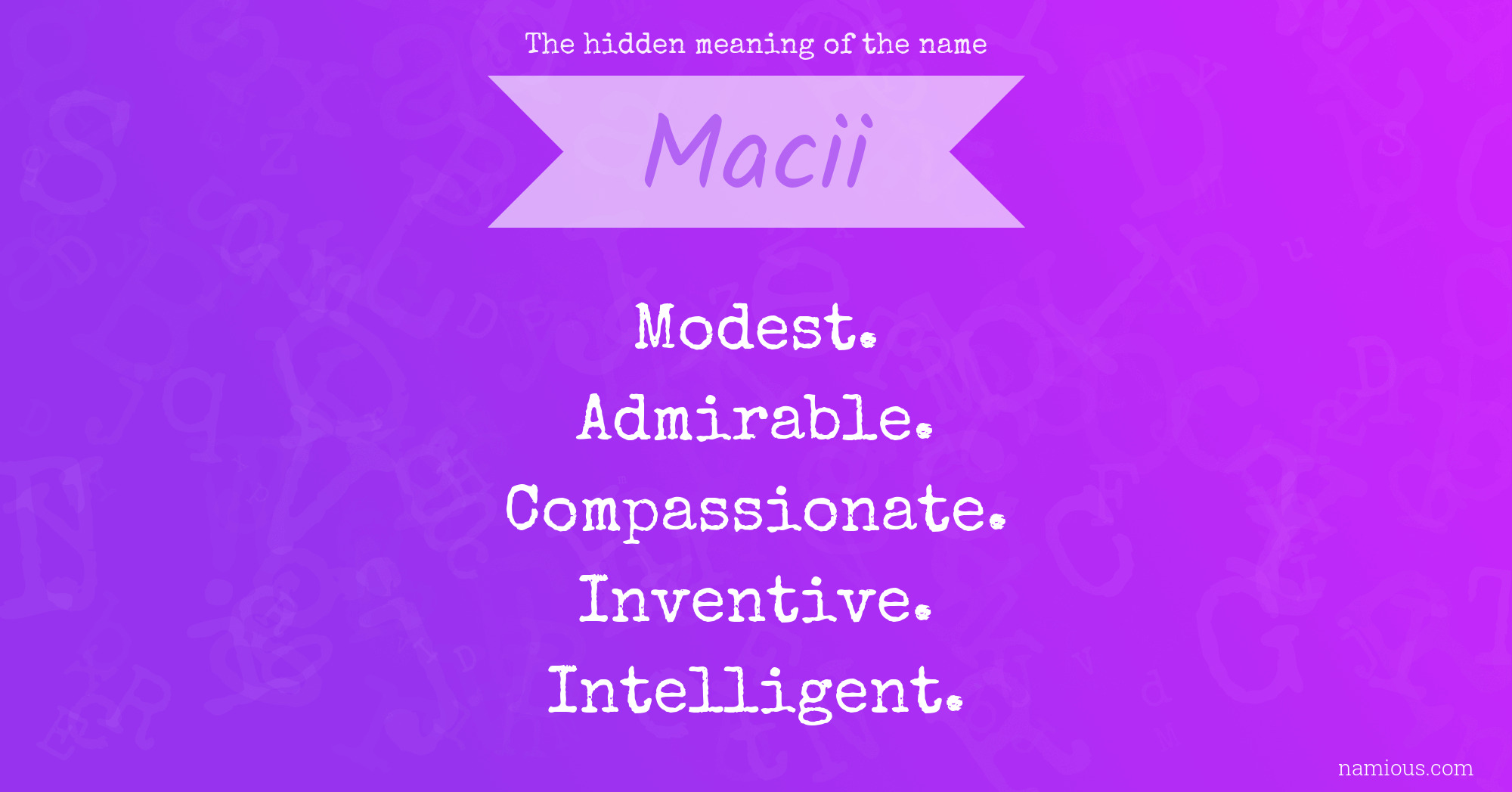 The hidden meaning of the name Macii