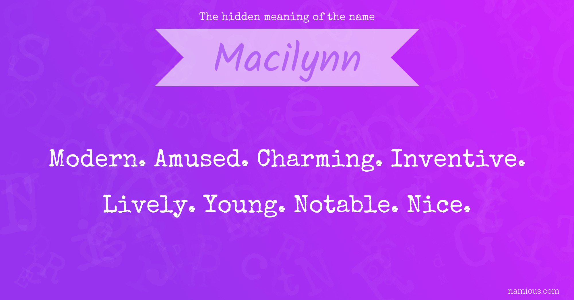 The hidden meaning of the name Macilynn