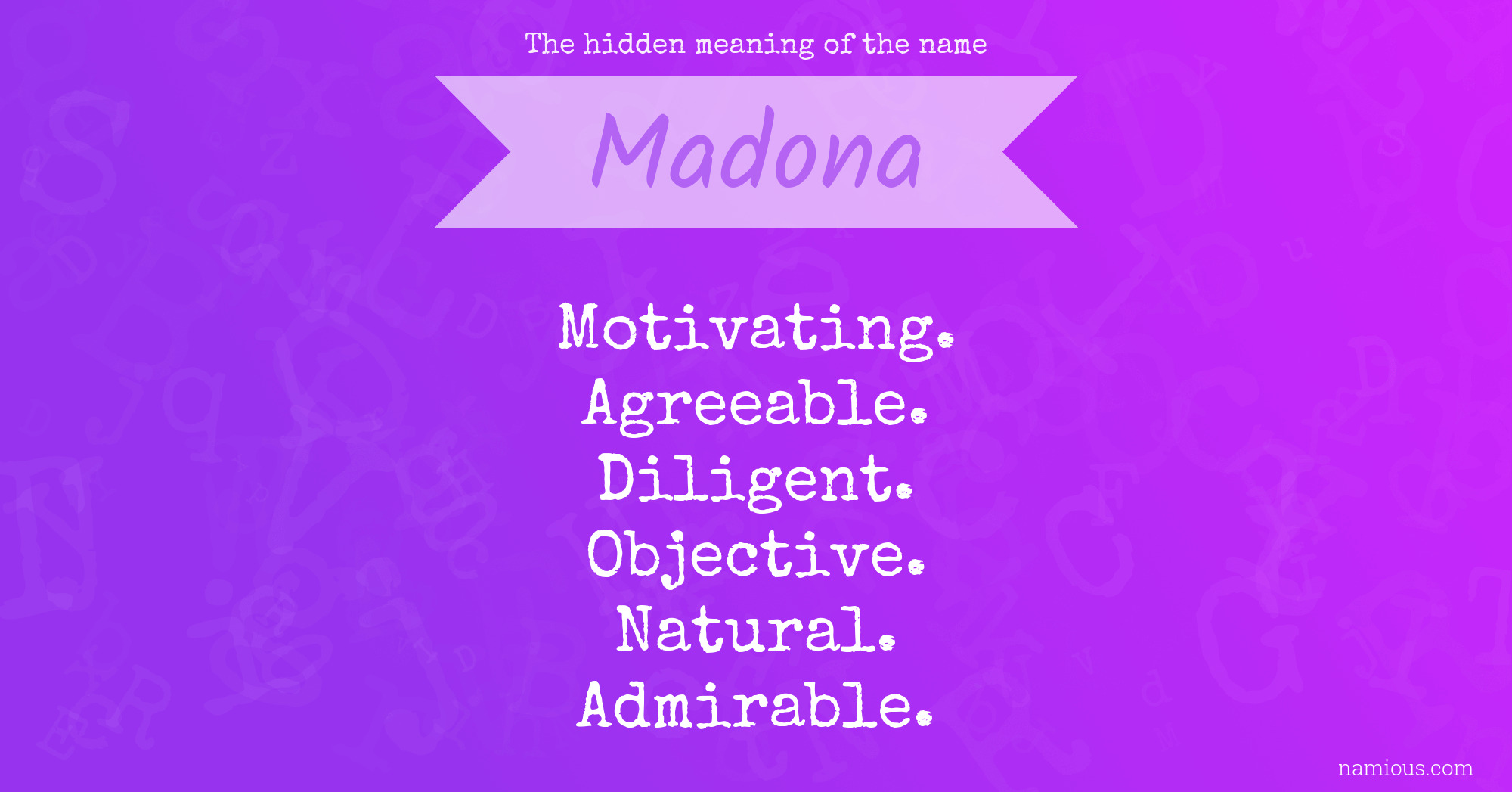 The hidden meaning of the name Madona