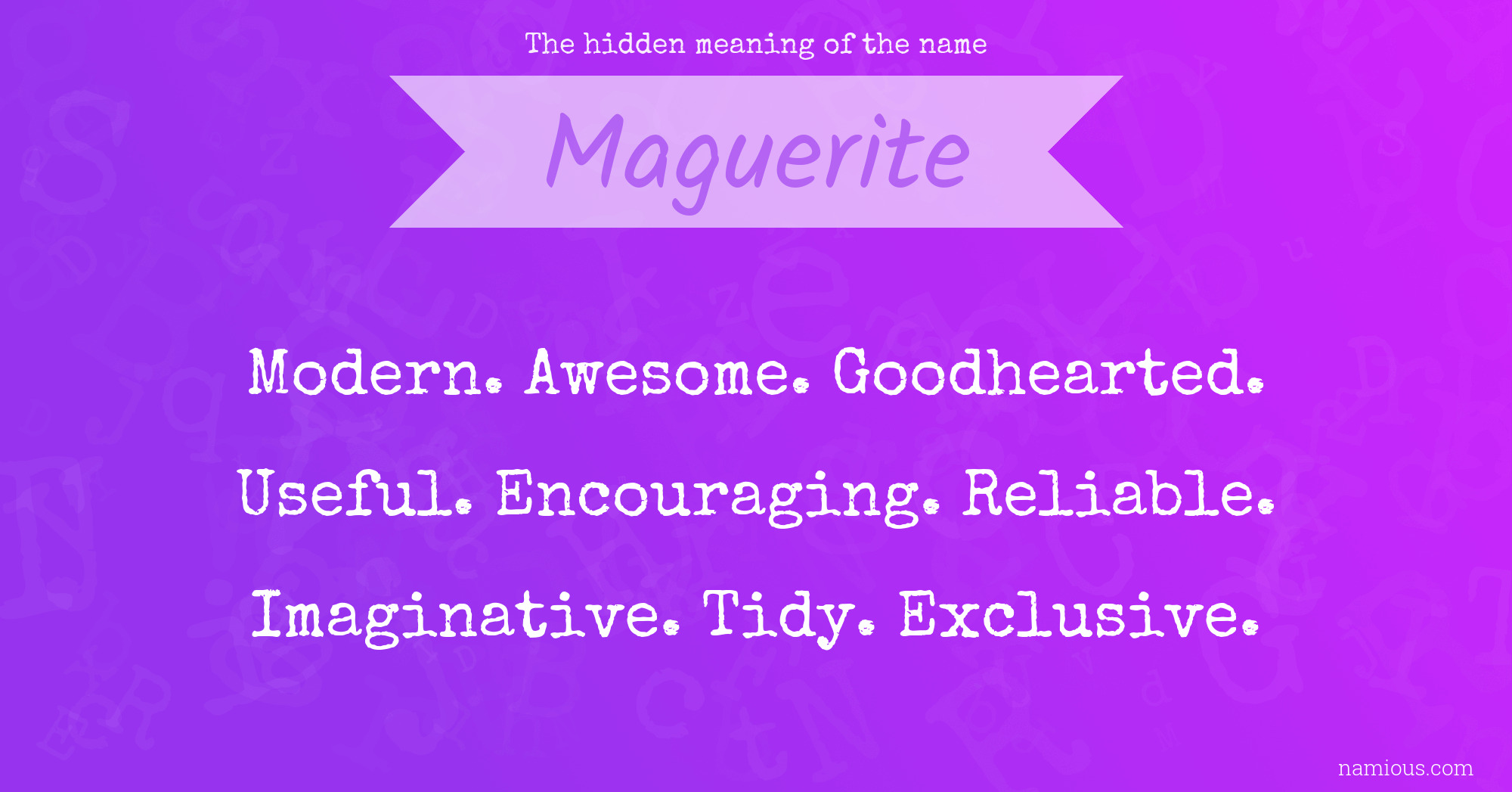 The hidden meaning of the name Maguerite