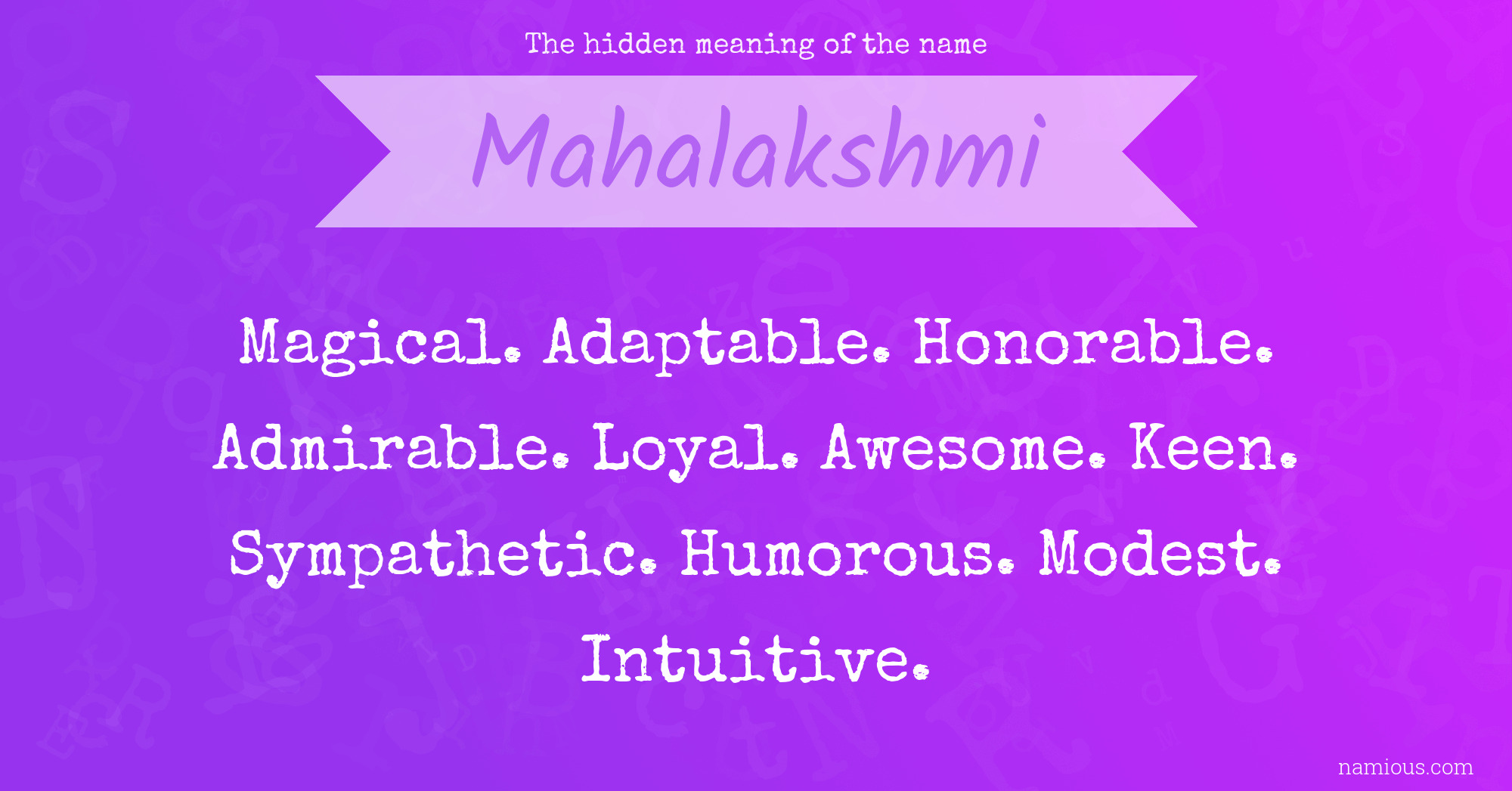 The hidden meaning of the name Mahalakshmi