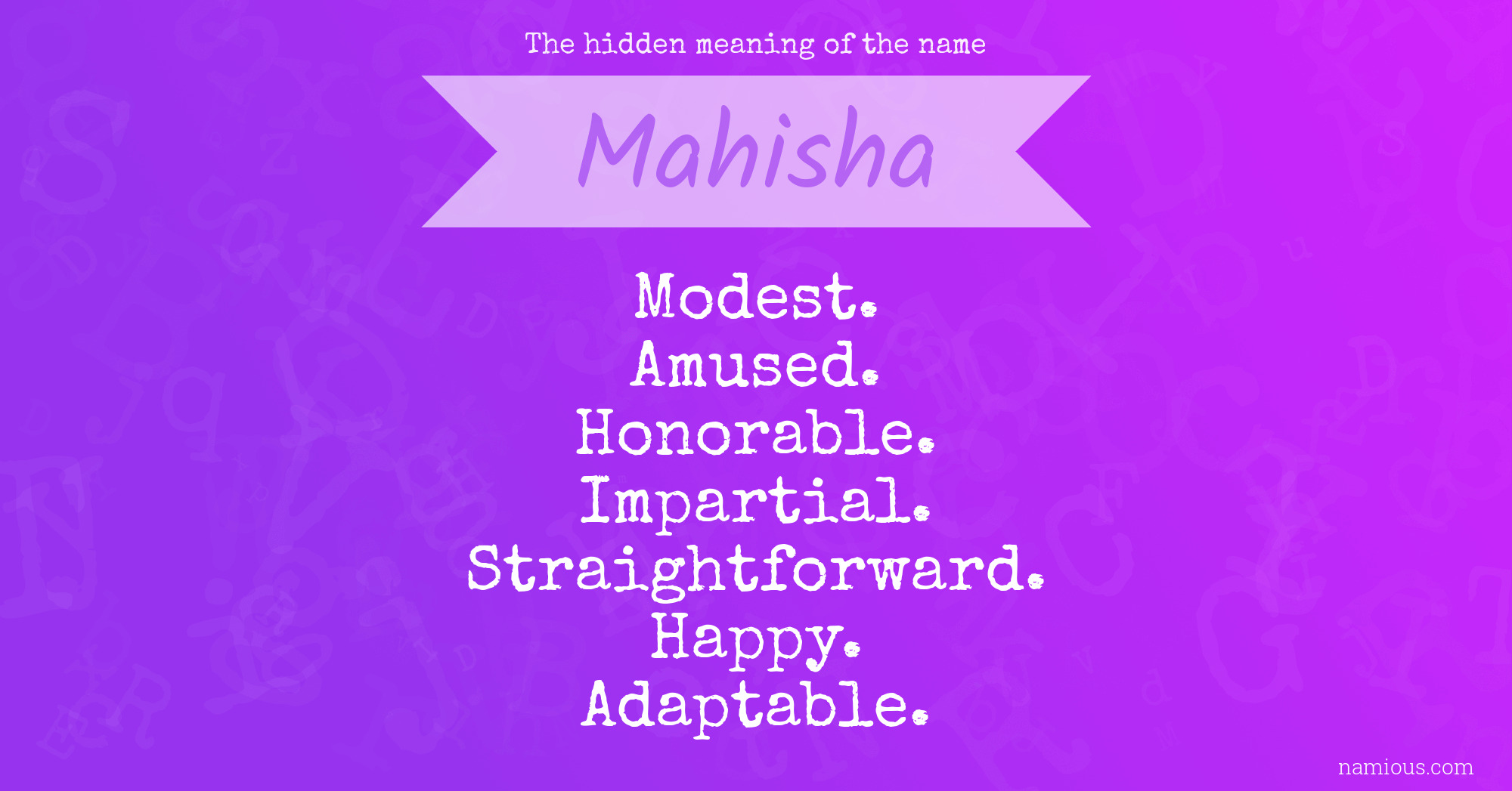 The hidden meaning of the name Mahisha