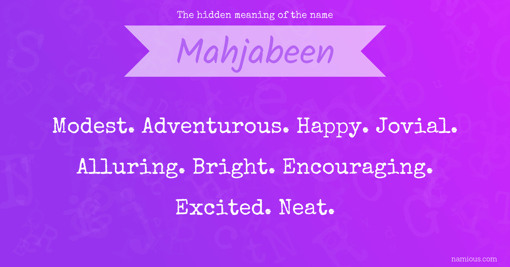 The hidden meaning of the name Mahjabeen