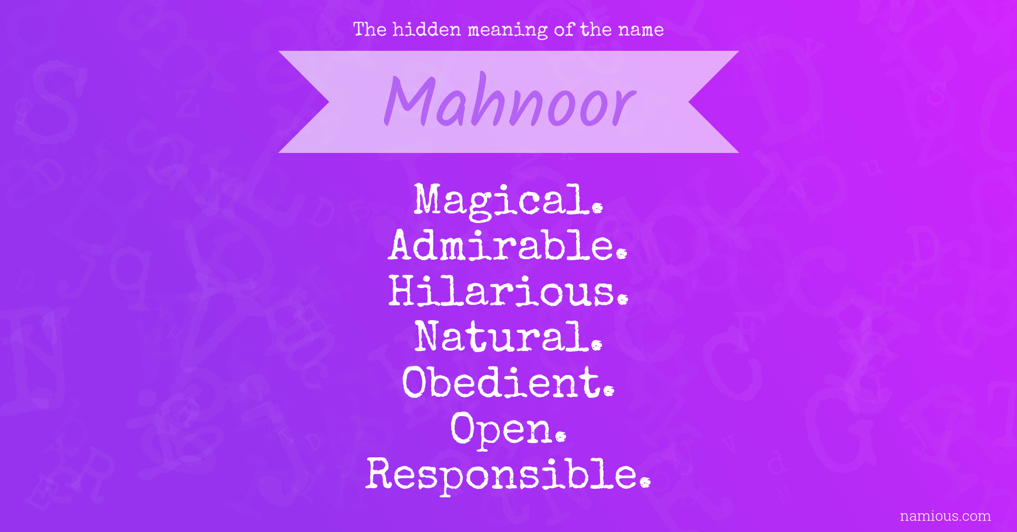 The hidden meaning of the name Mahnoor