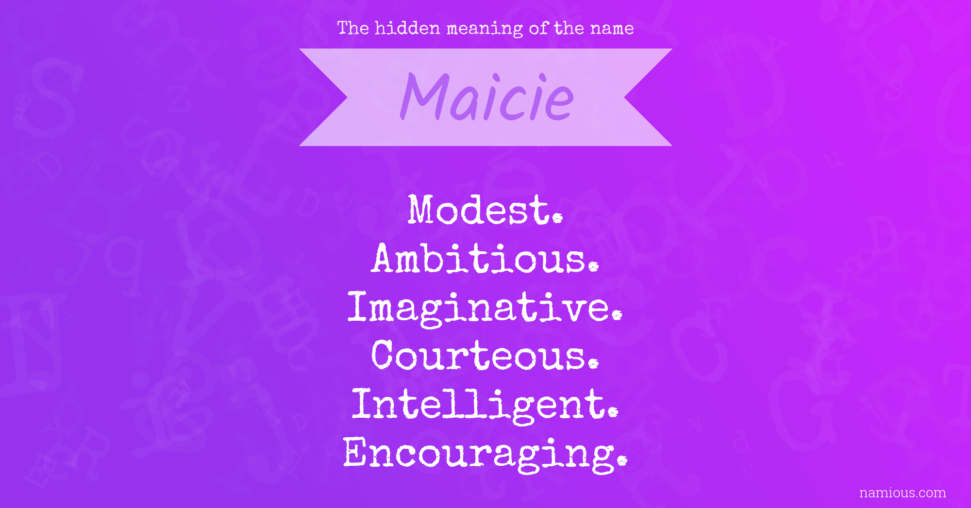 The hidden meaning of the name Maicie