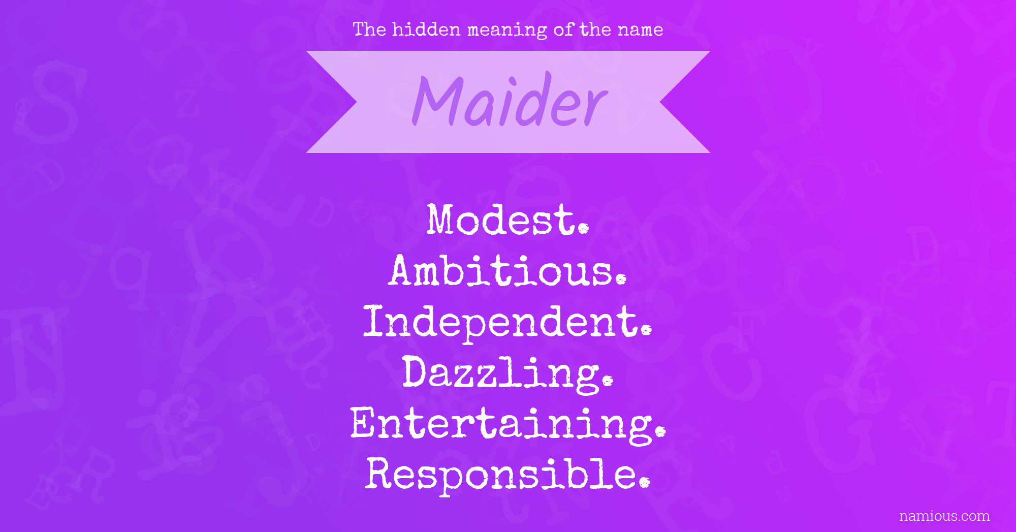 The hidden meaning of the name Maider