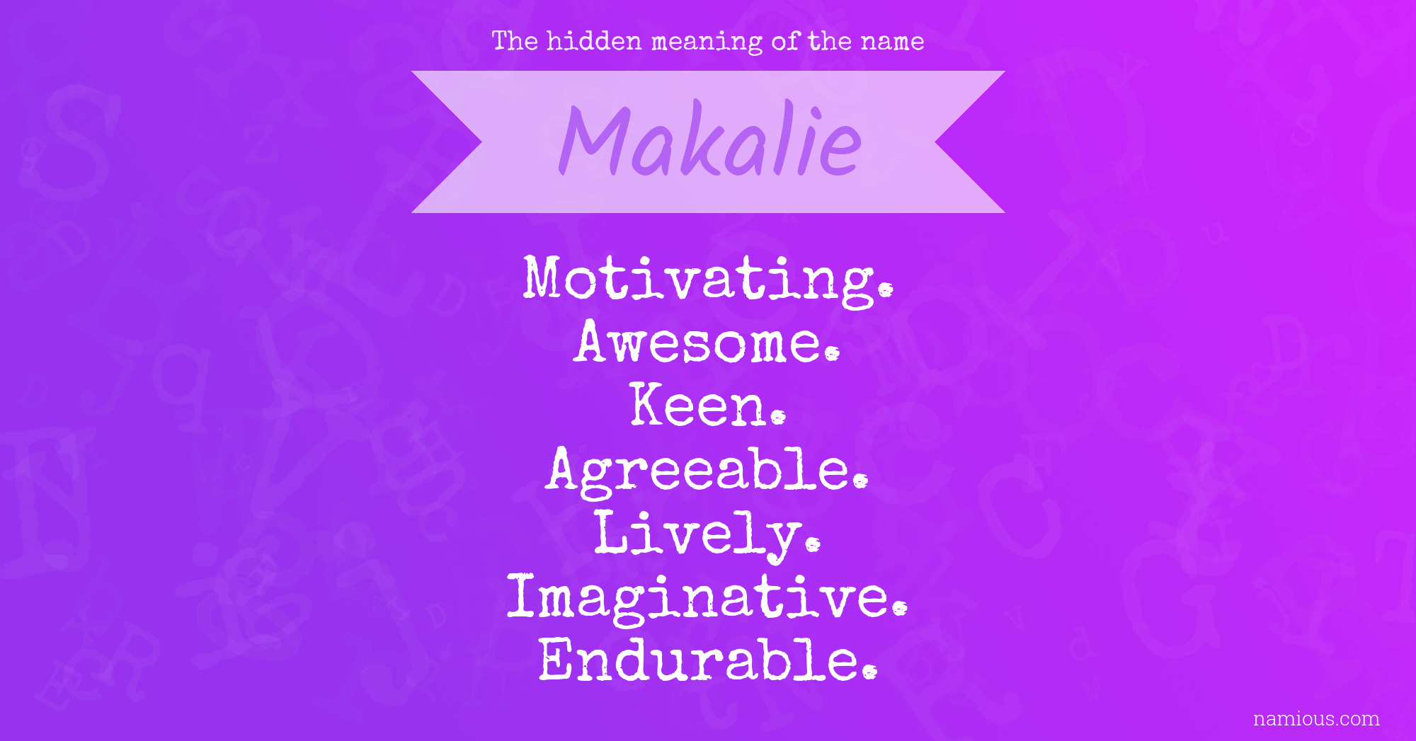 The hidden meaning of the name Makalie