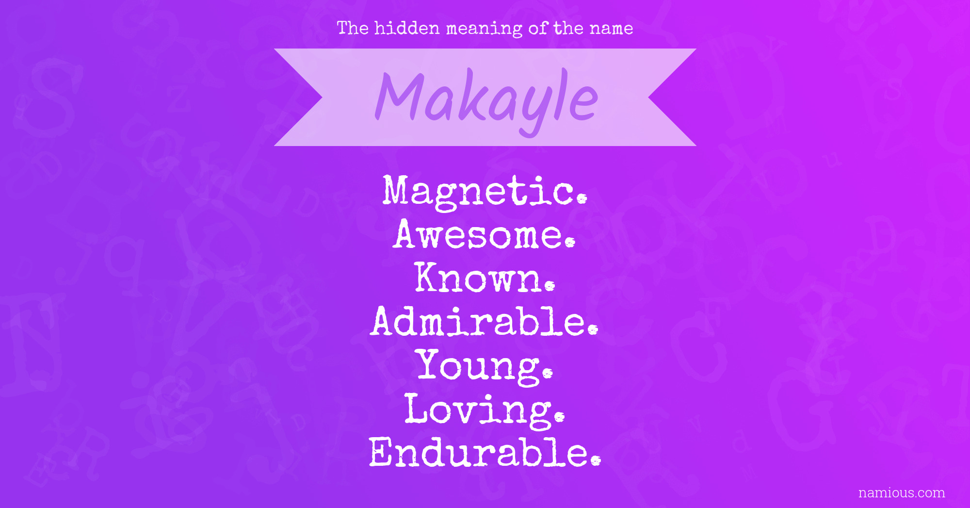 The hidden meaning of the name Makayle