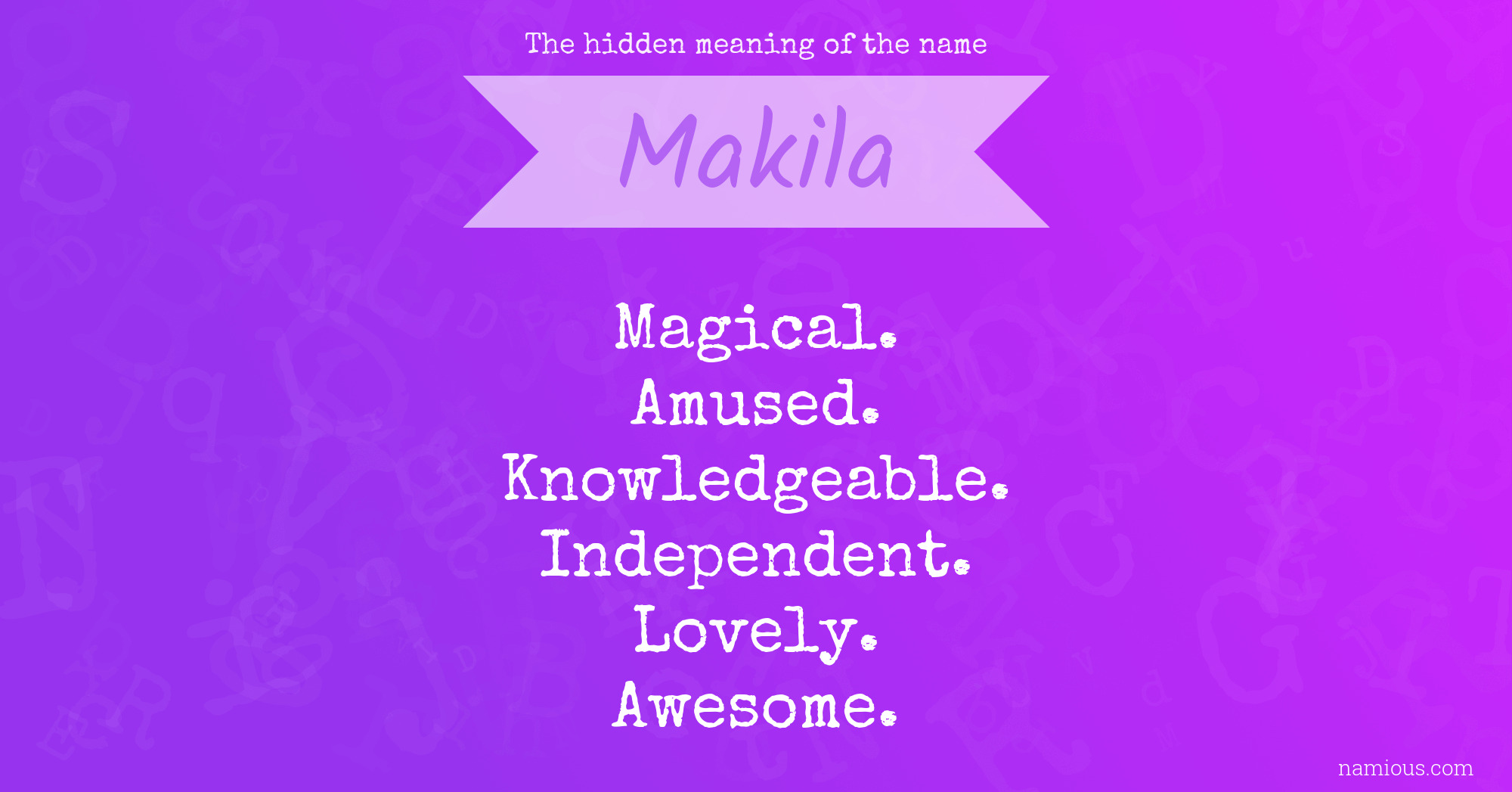 The hidden meaning of the name Makila