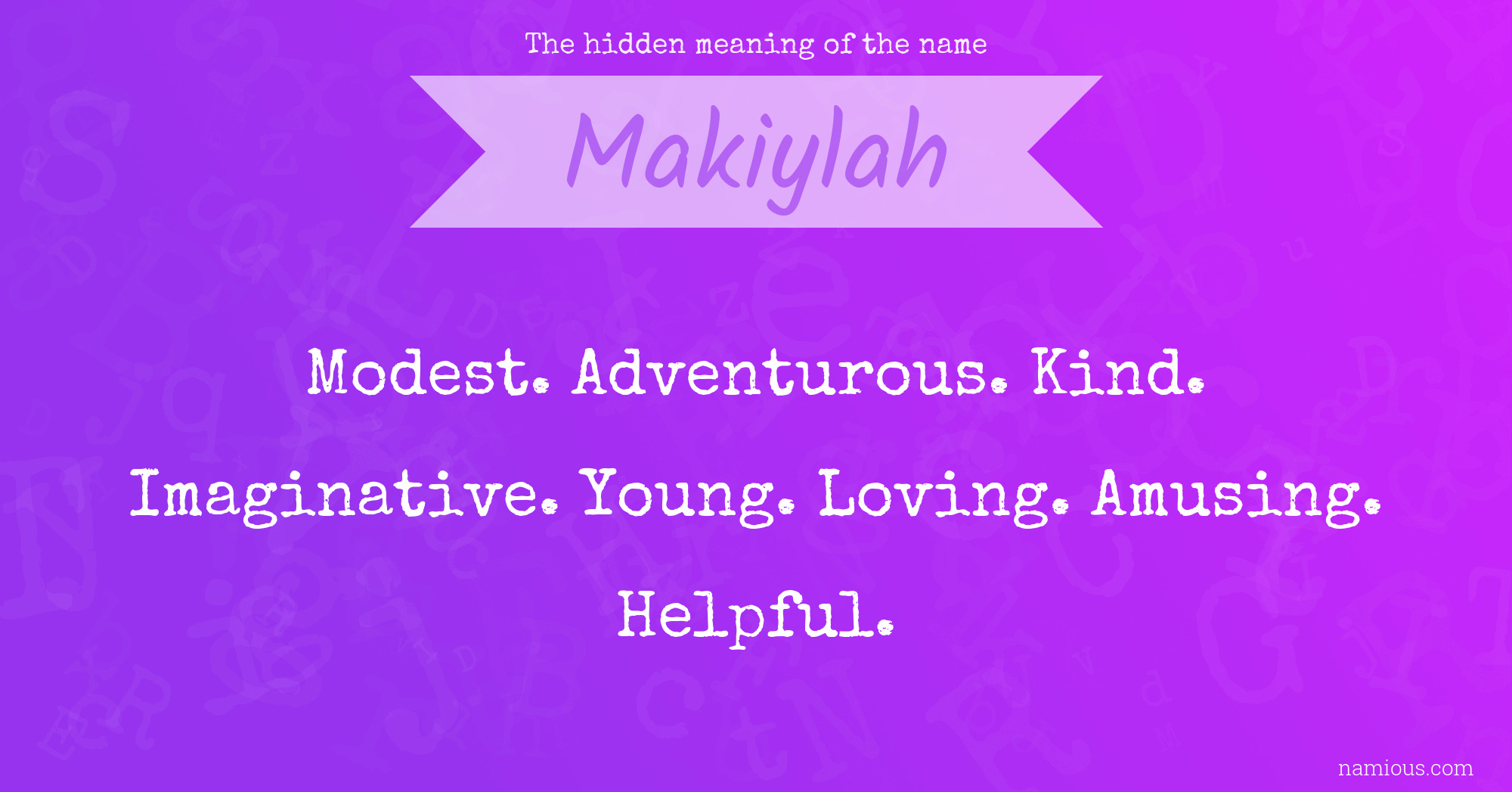 The hidden meaning of the name Makiylah