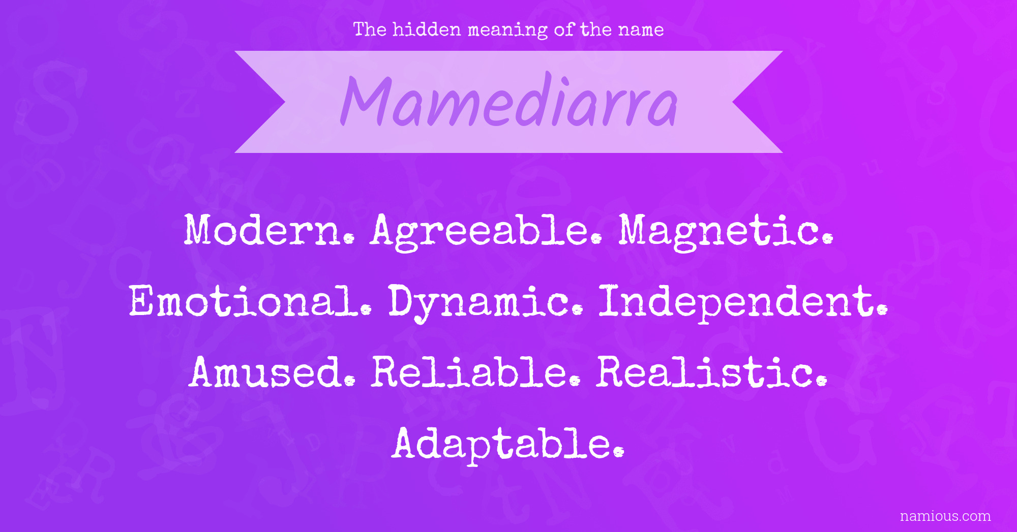 The hidden meaning of the name Mamediarra