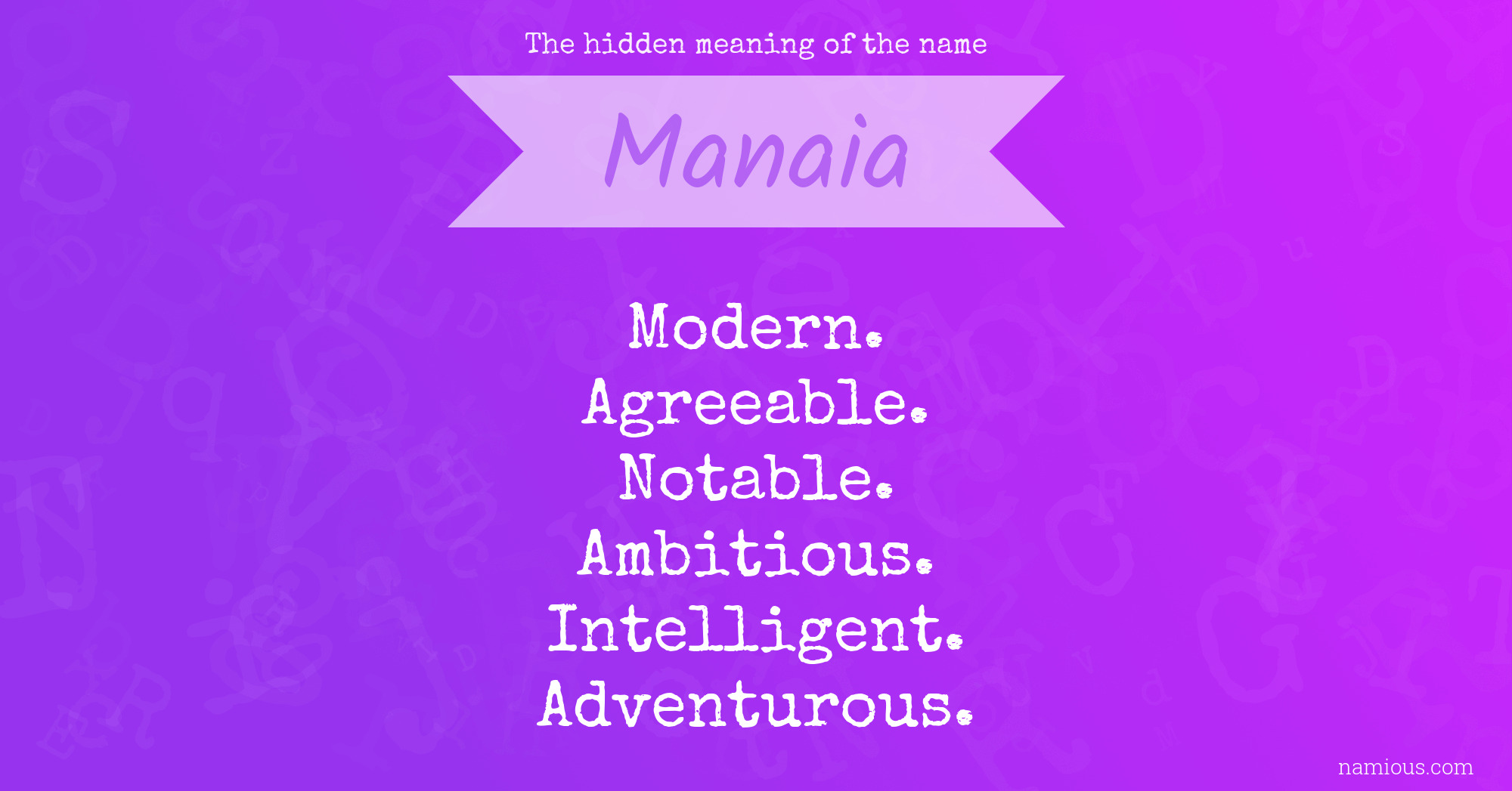 The hidden meaning of the name Manaia