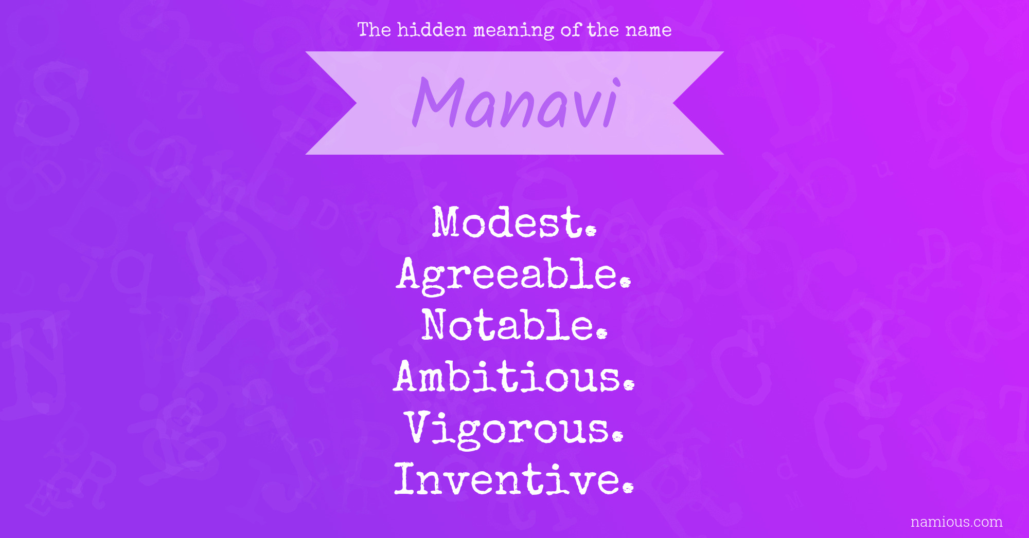 The hidden meaning of the name Manavi