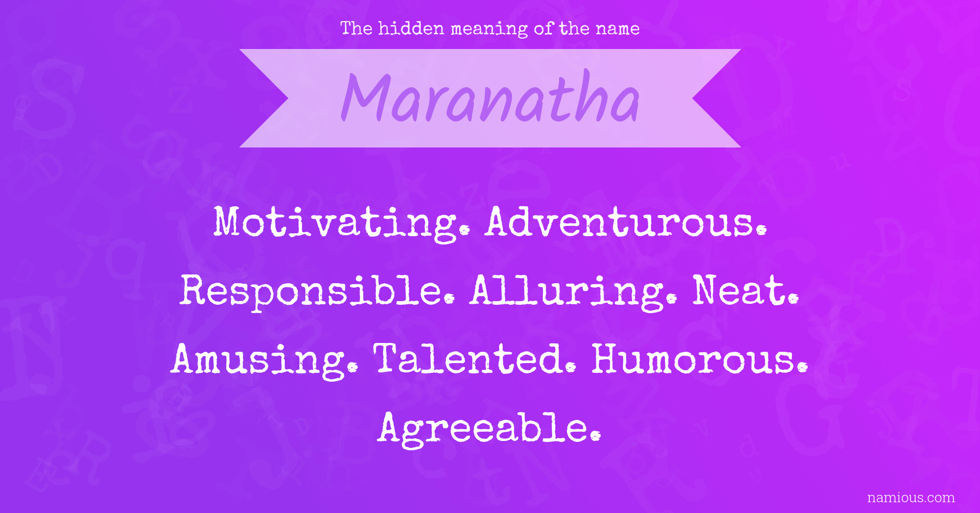 The hidden meaning of the name Maranatha