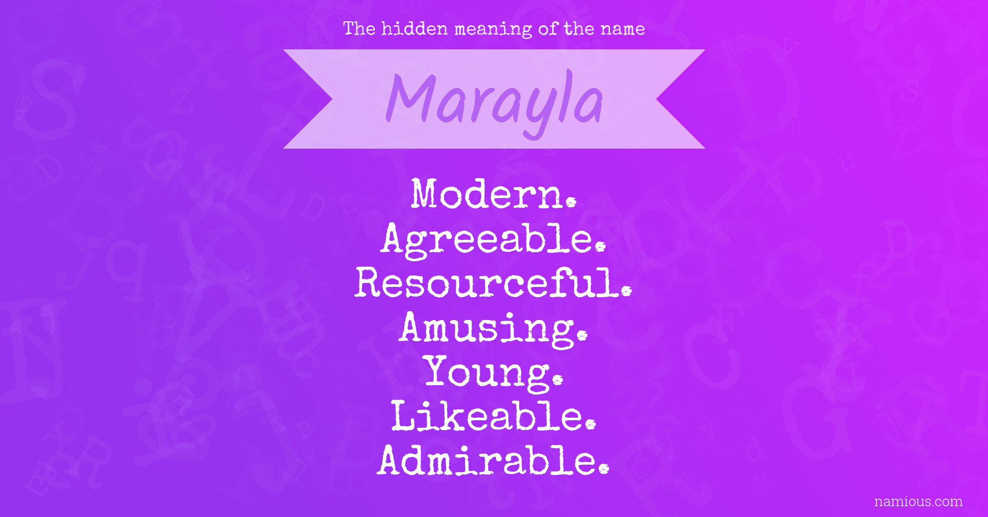 The hidden meaning of the name Marayla