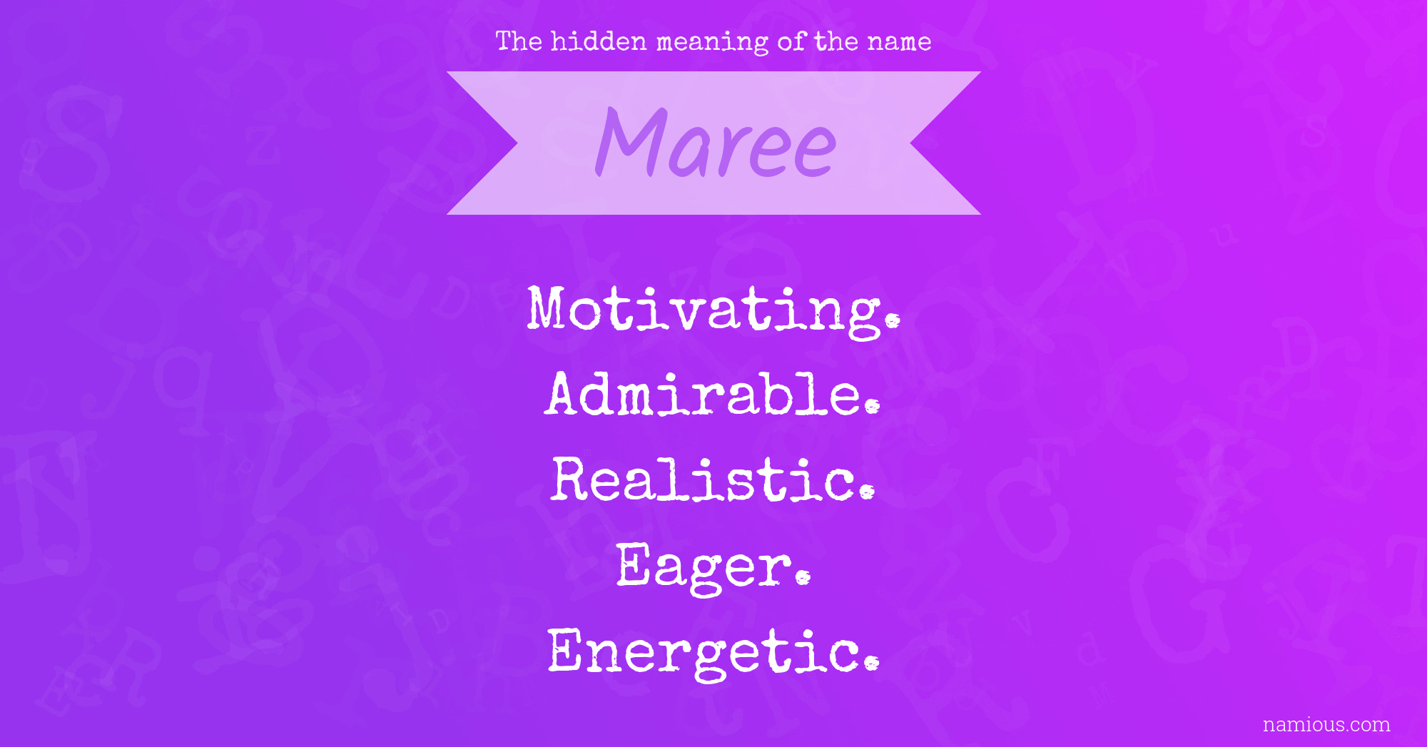 The hidden meaning of the name Maree