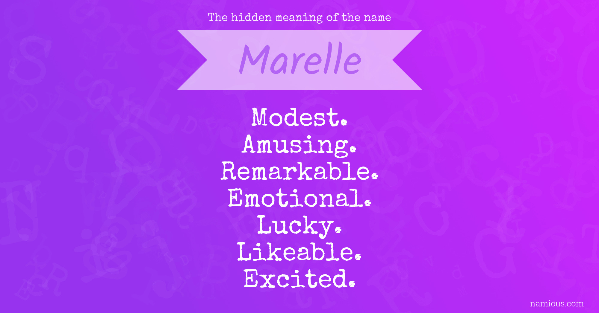 The hidden meaning of the name Marelle