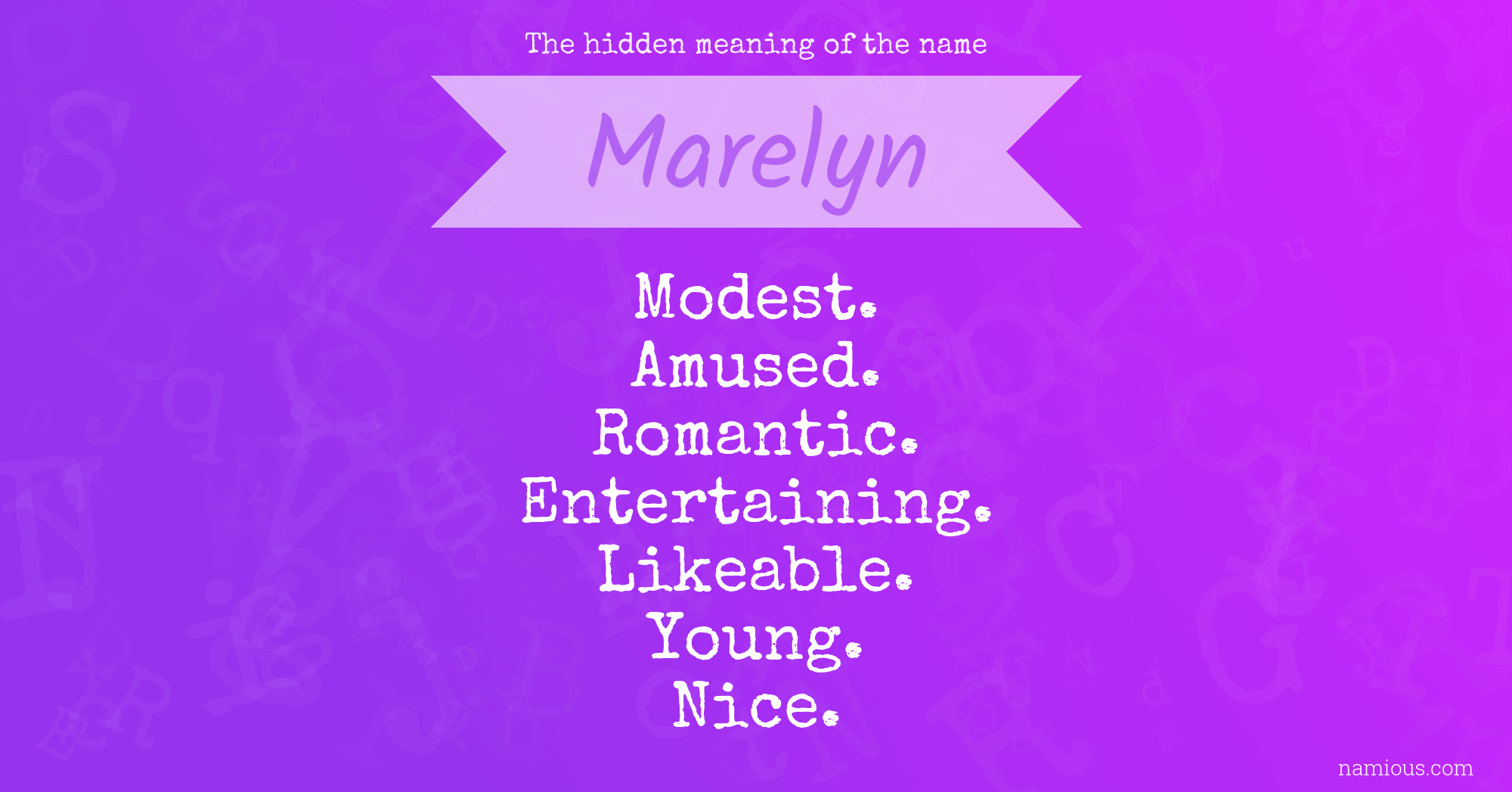 The hidden meaning of the name Marelyn