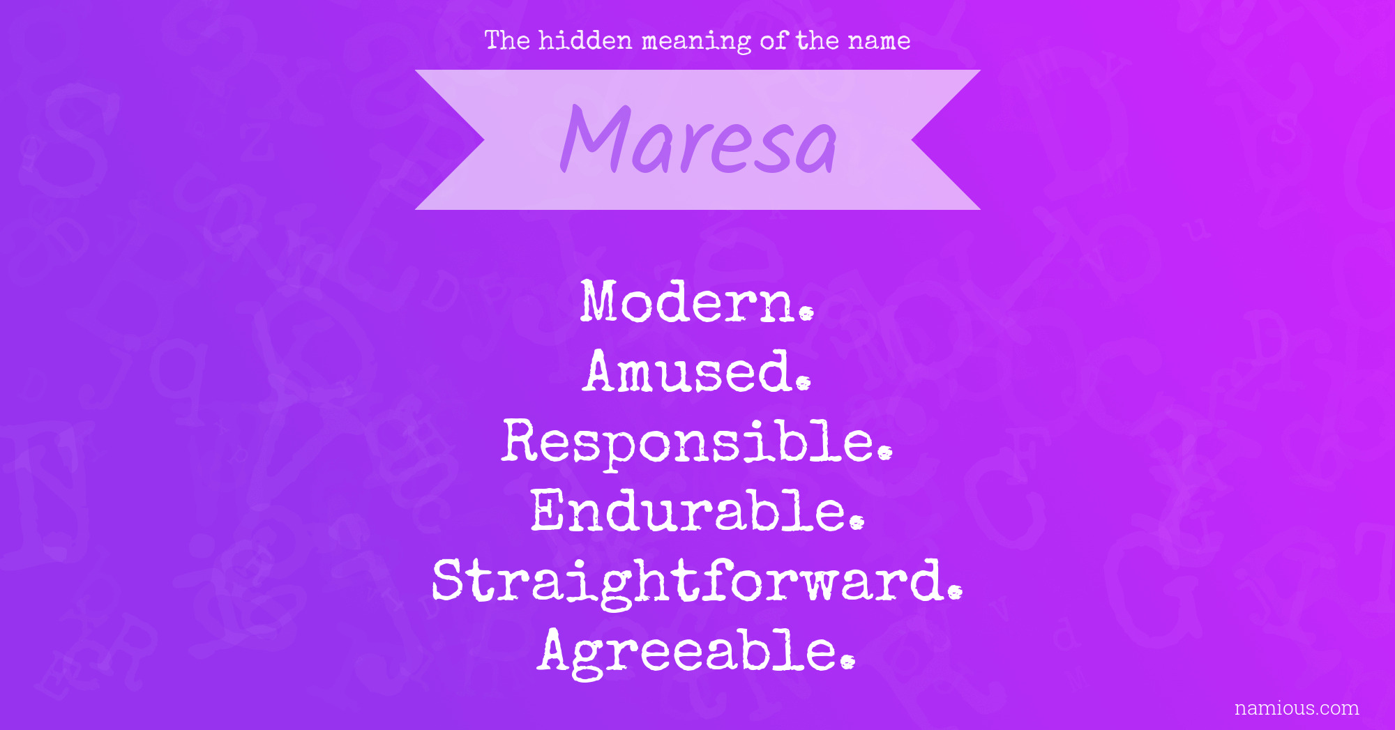 The hidden meaning of the name Maresa