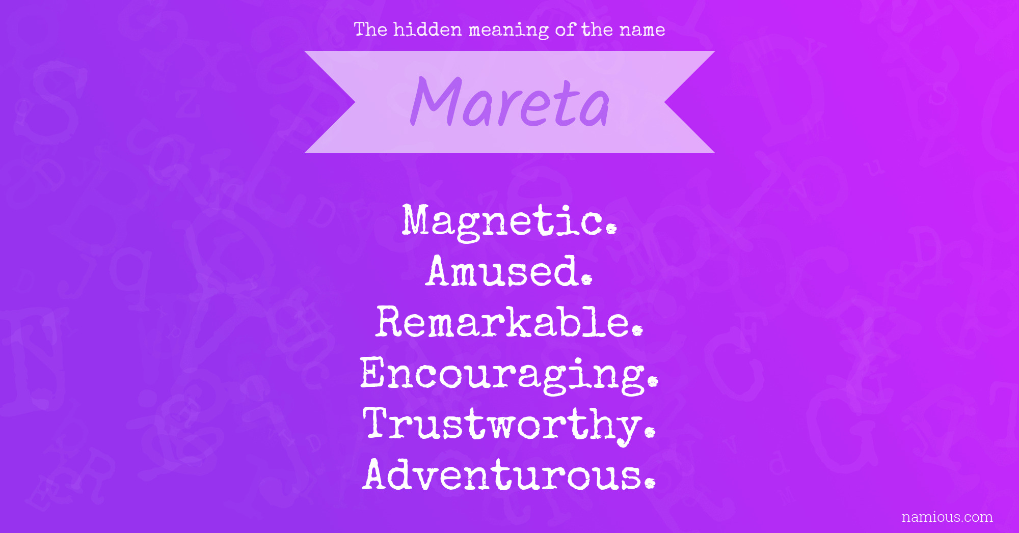 The hidden meaning of the name Mareta