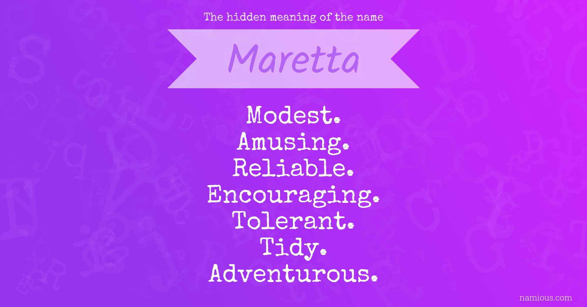 The hidden meaning of the name Maretta