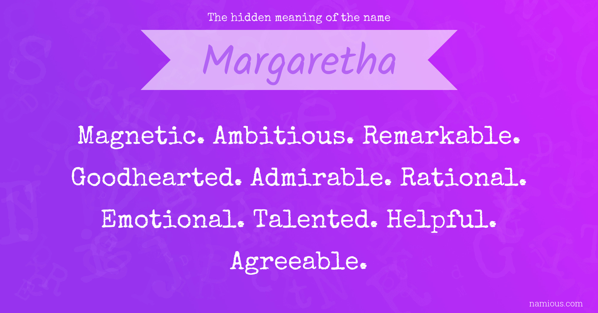 The hidden meaning of the name Margaretha