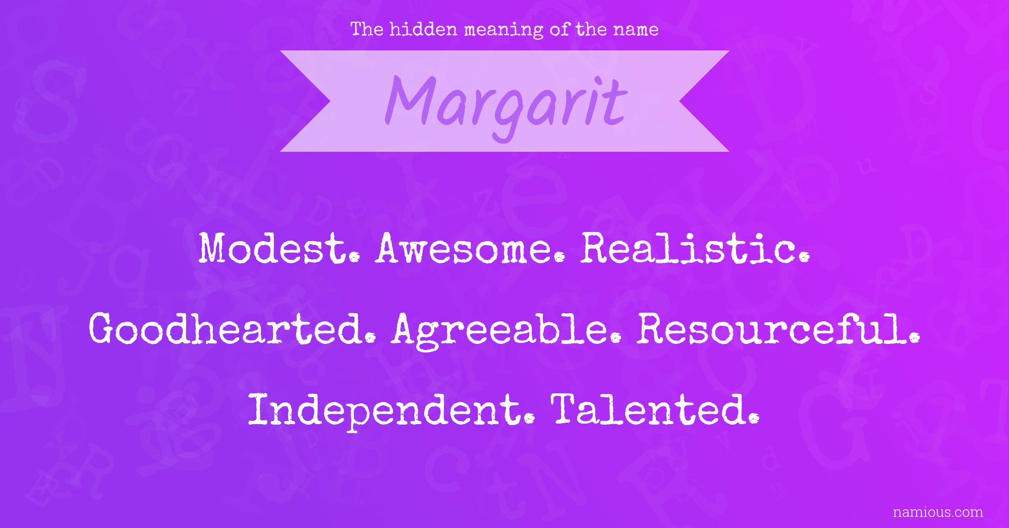 The hidden meaning of the name Margarit