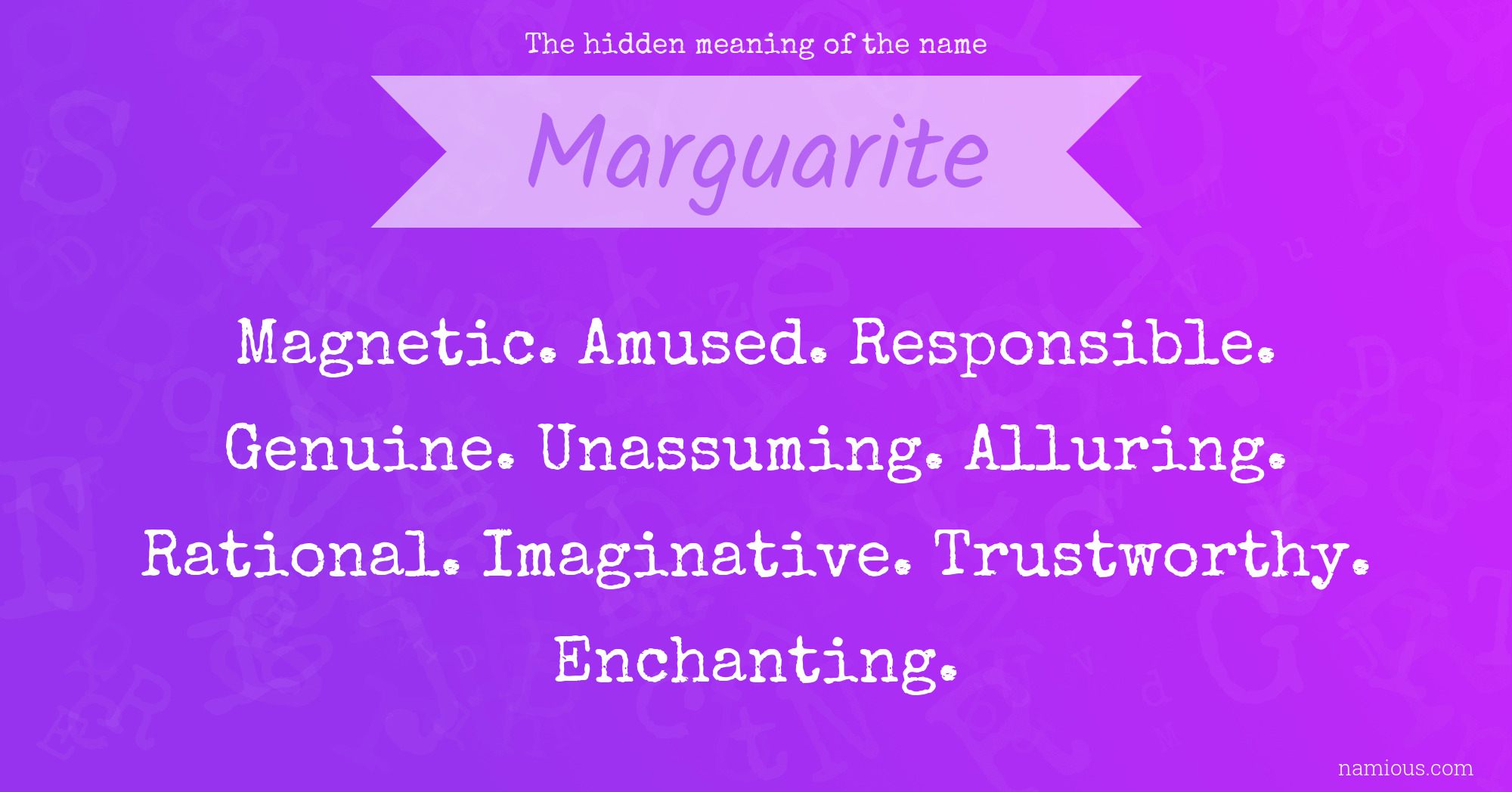 The hidden meaning of the name Marguarite