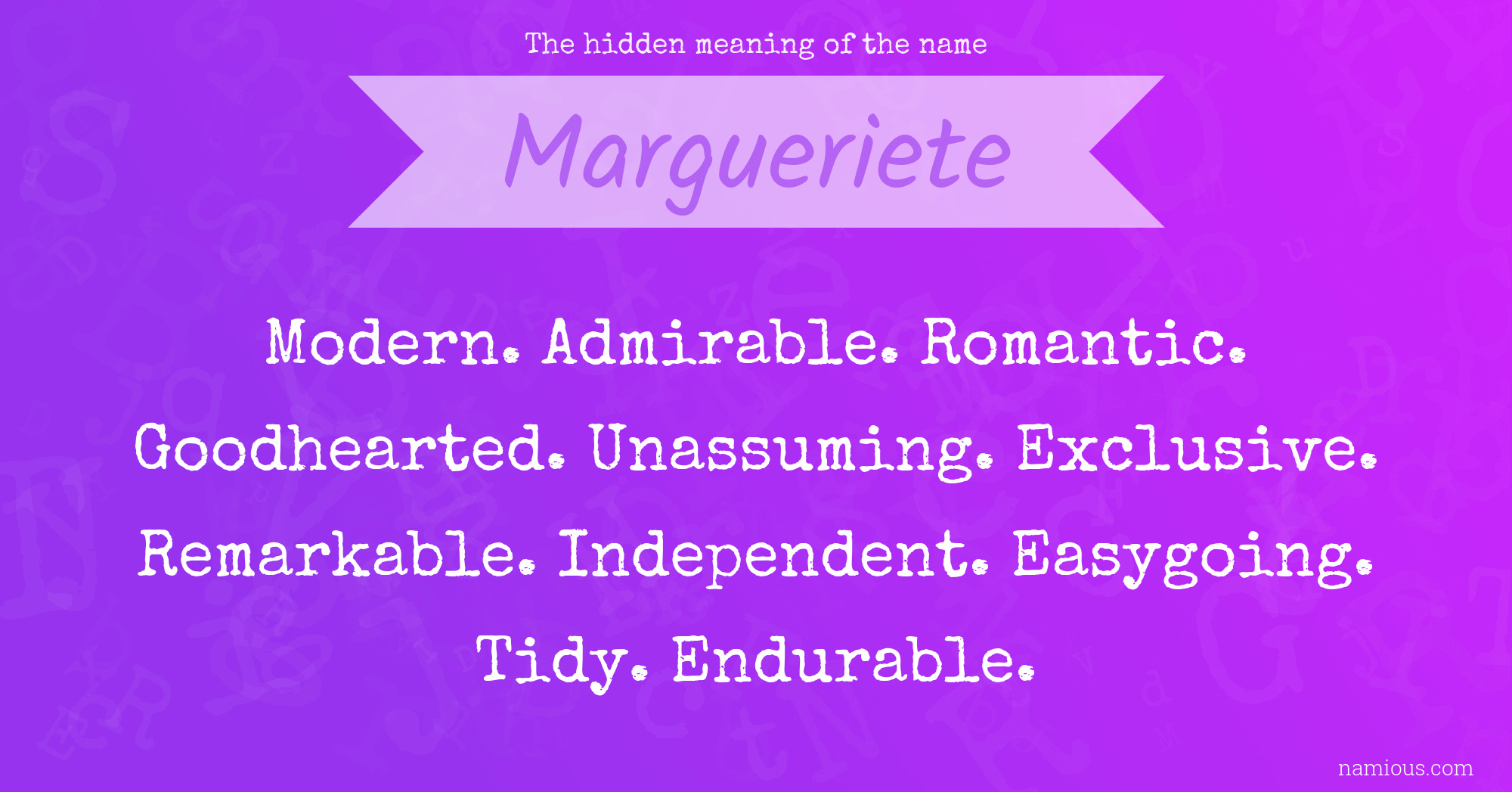 The hidden meaning of the name Margueriete