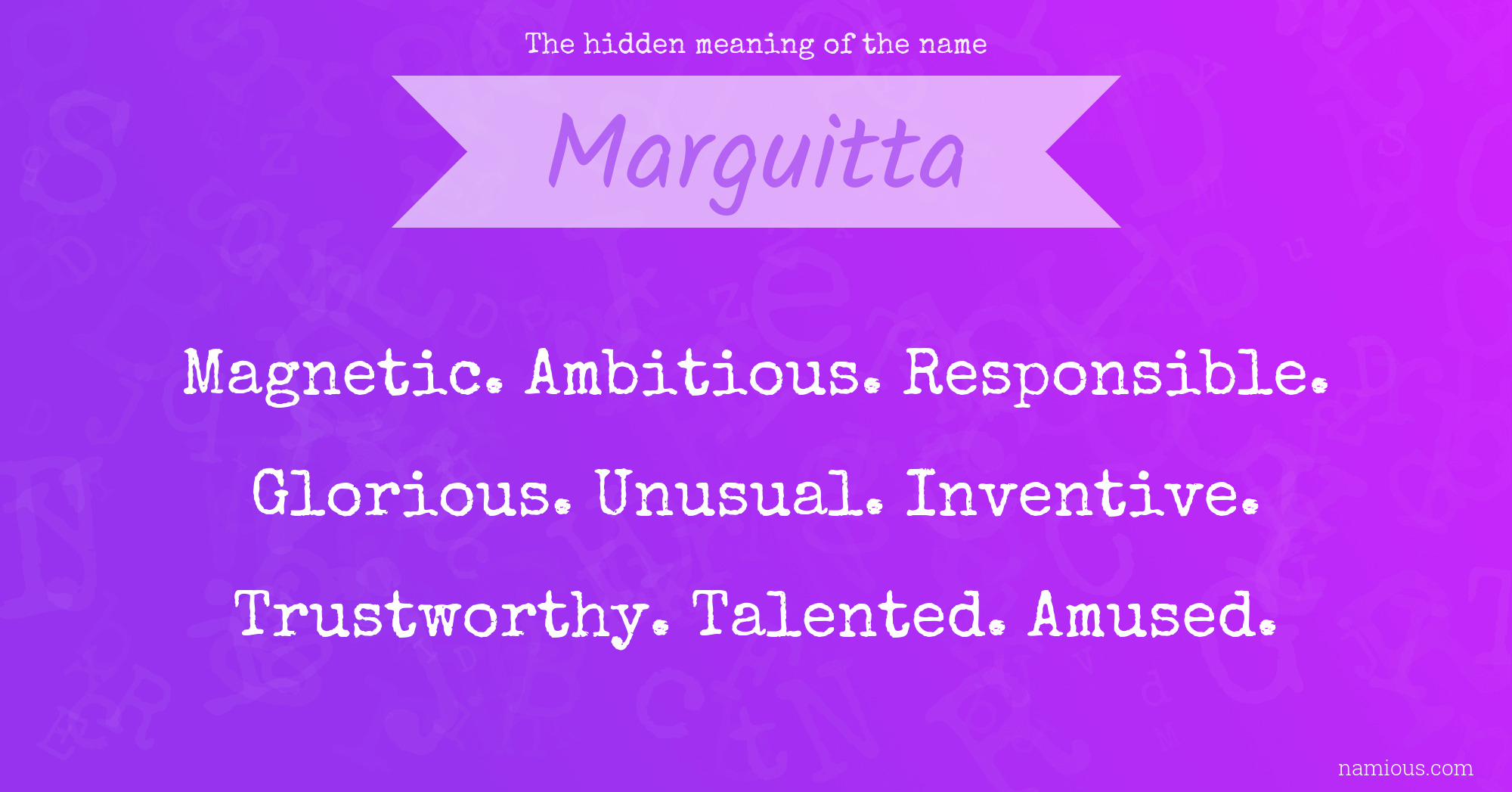 The hidden meaning of the name Marguitta