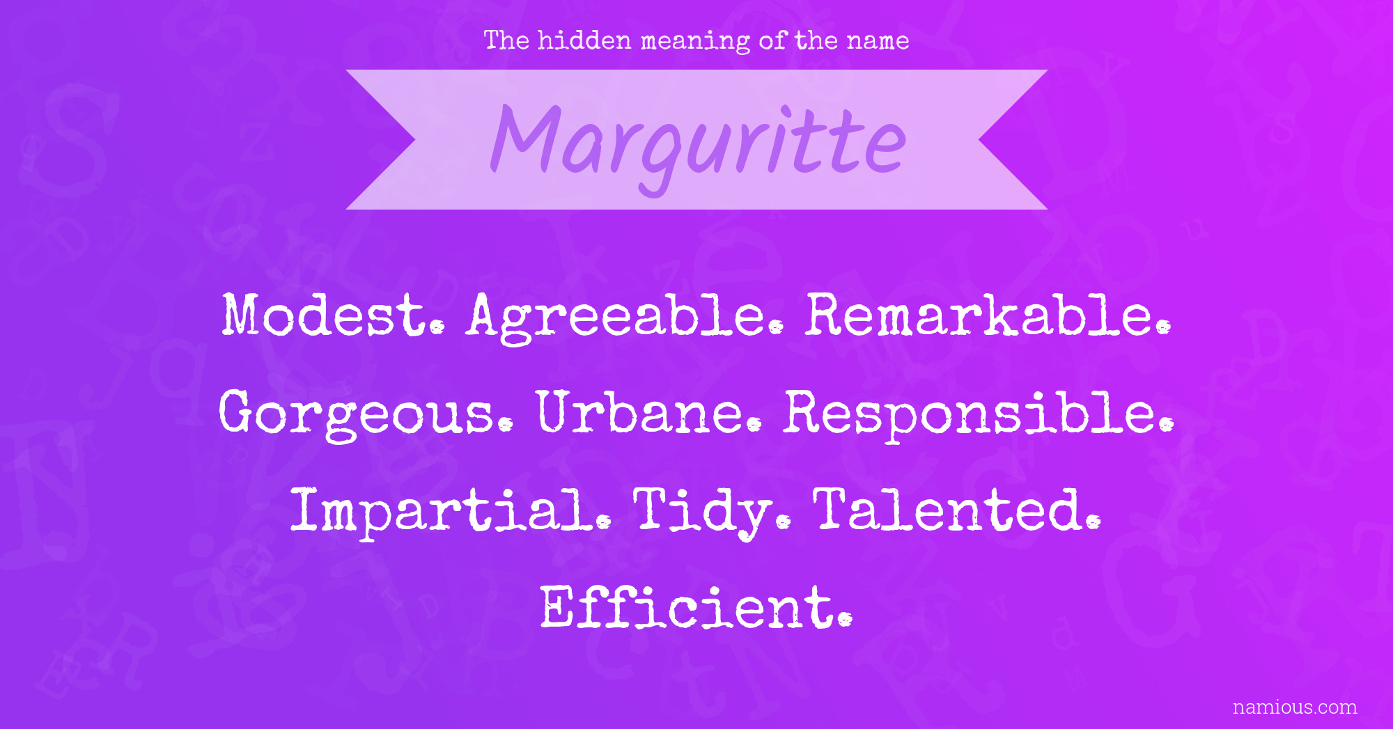 The hidden meaning of the name Marguritte