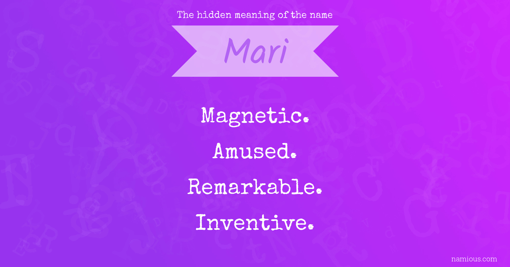 The hidden meaning of the name Mari