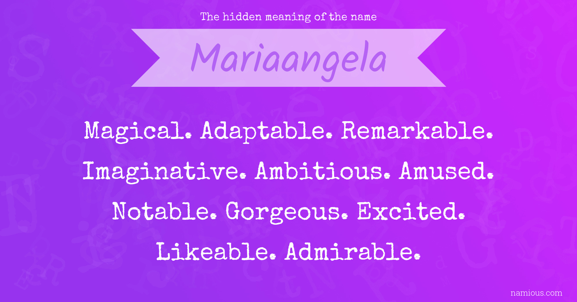 The hidden meaning of the name Mariaangela