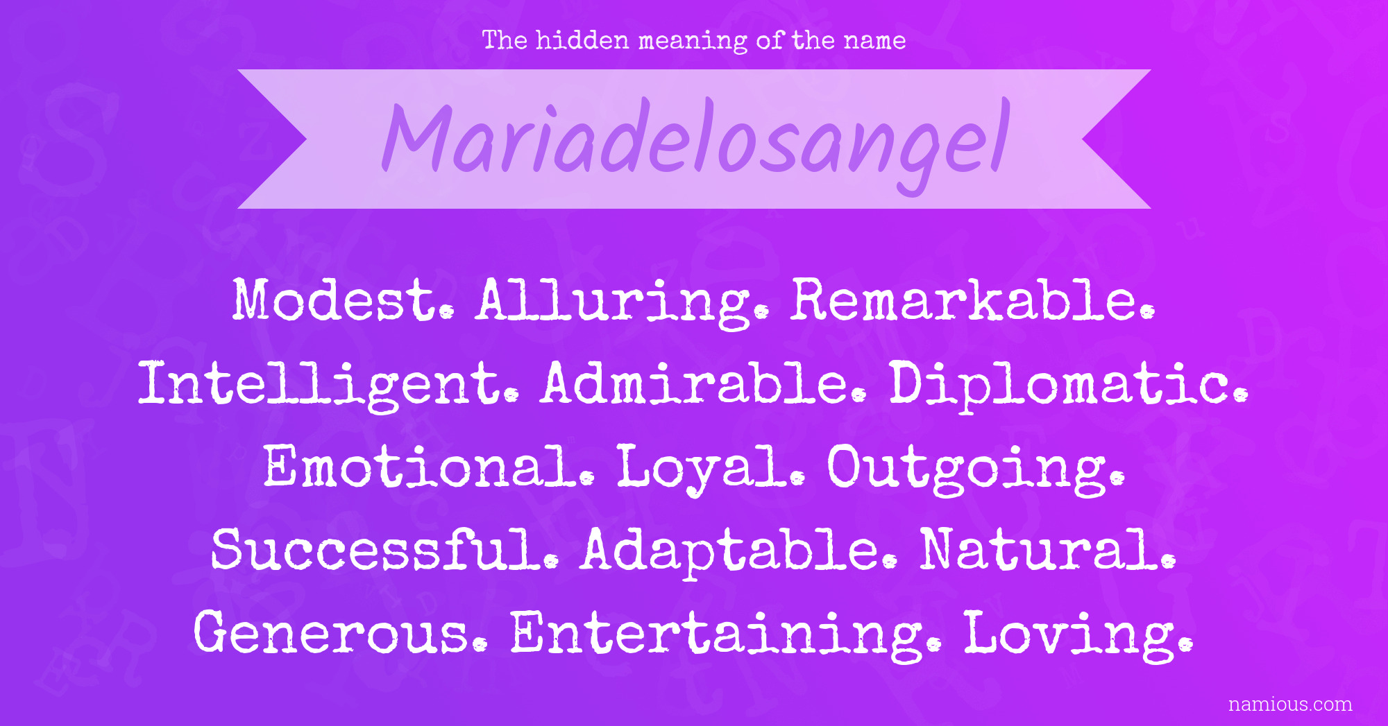 The hidden meaning of the name Mariadelosangel