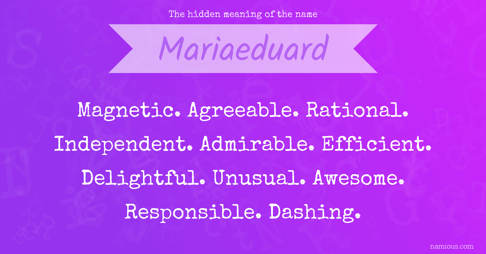 The hidden meaning of the name Mariaeduard