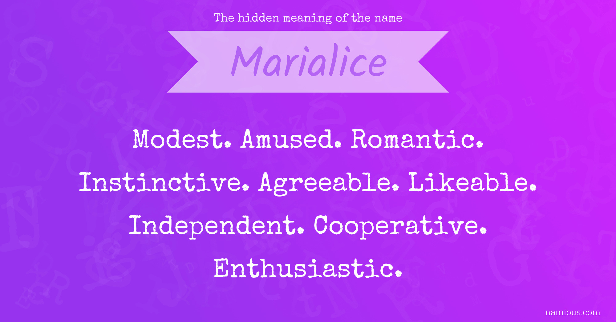 The hidden meaning of the name Marialice